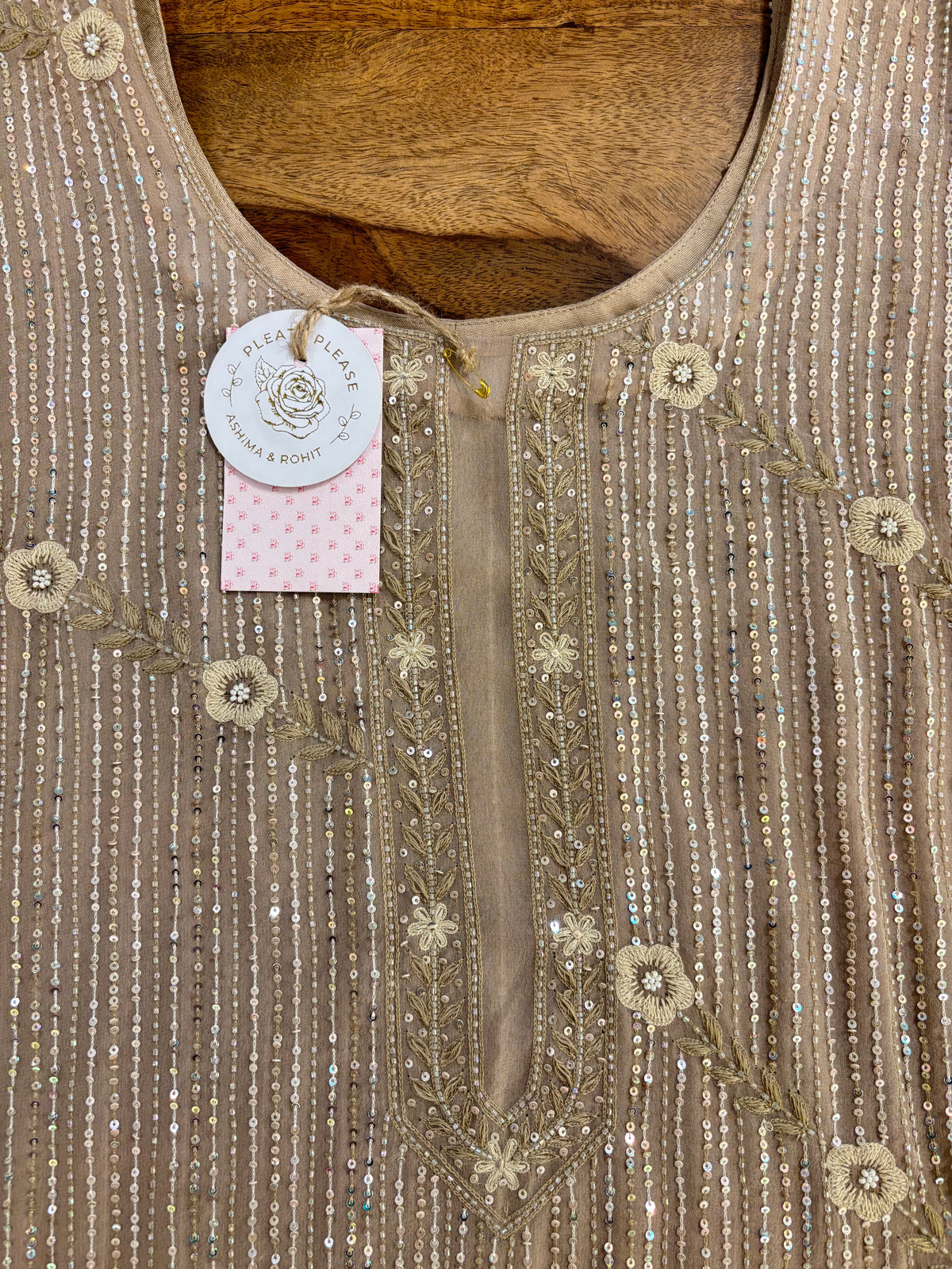 Beige Pure & Premium Georgette Chikankari Kurta & Dupatta