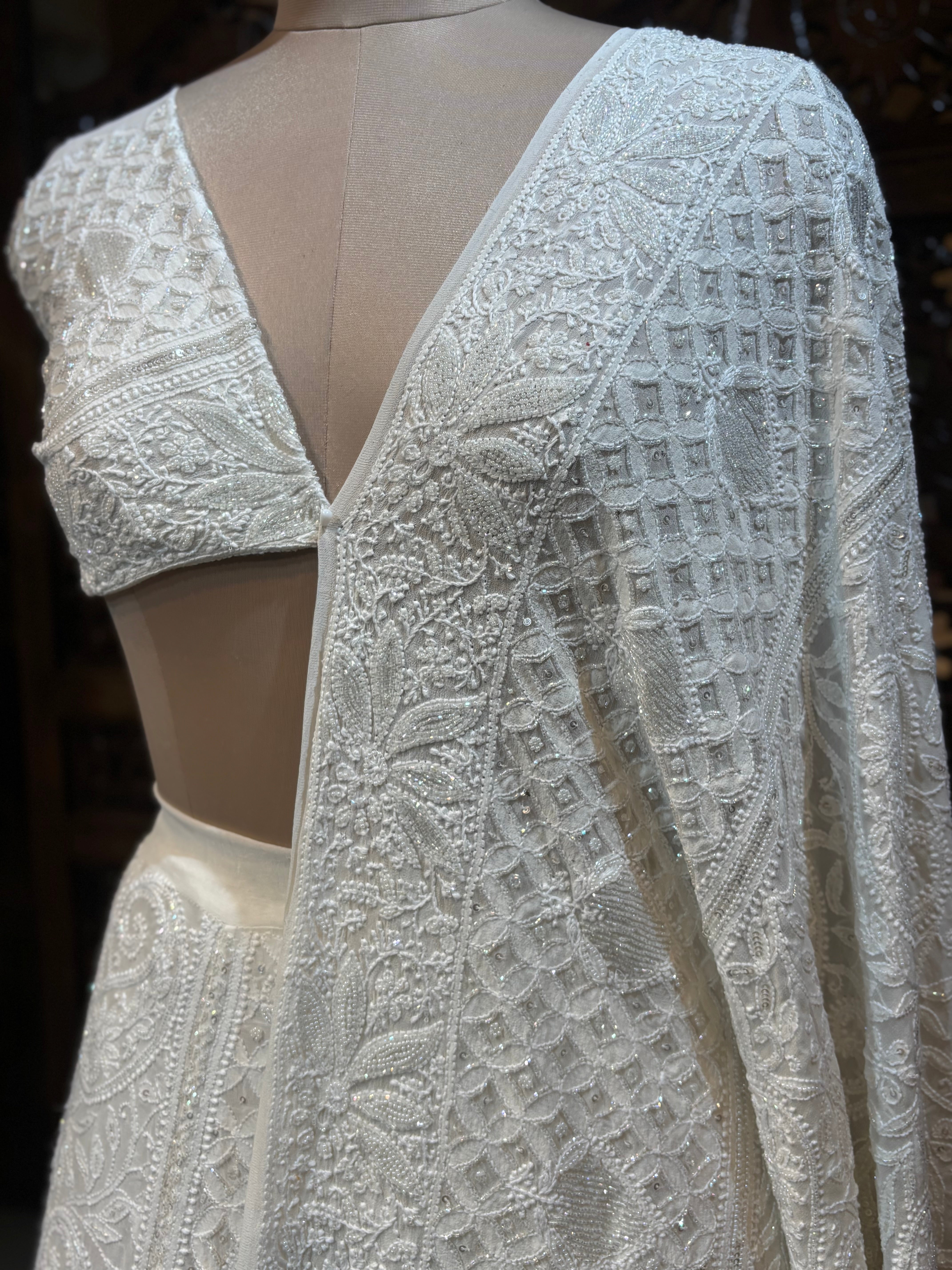 Dyeable Pure Georgette Chikankari Lehenga - Pleats PleaseChikankari