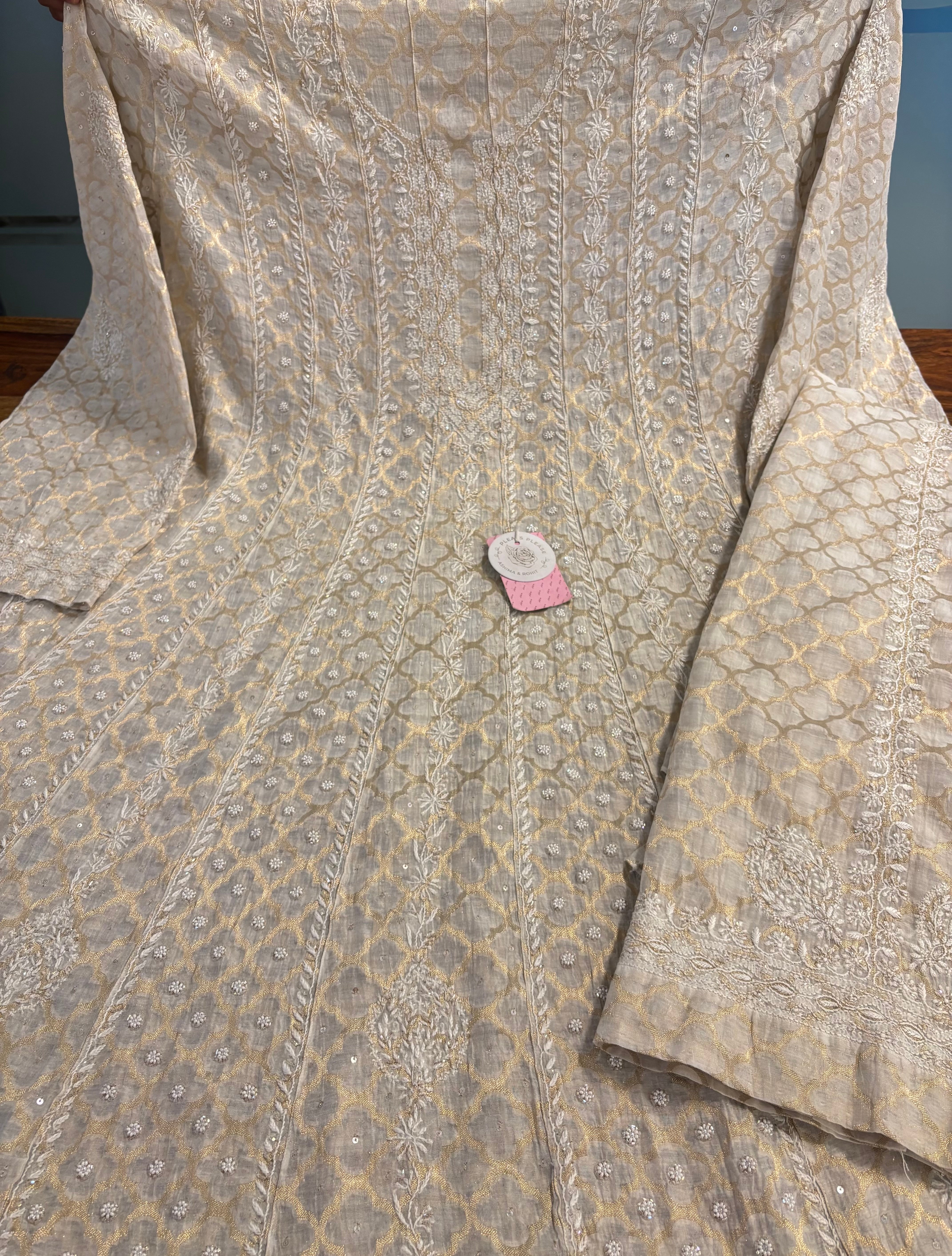 Dyeable Pure Chanderi Chikankari Co-Ord Set