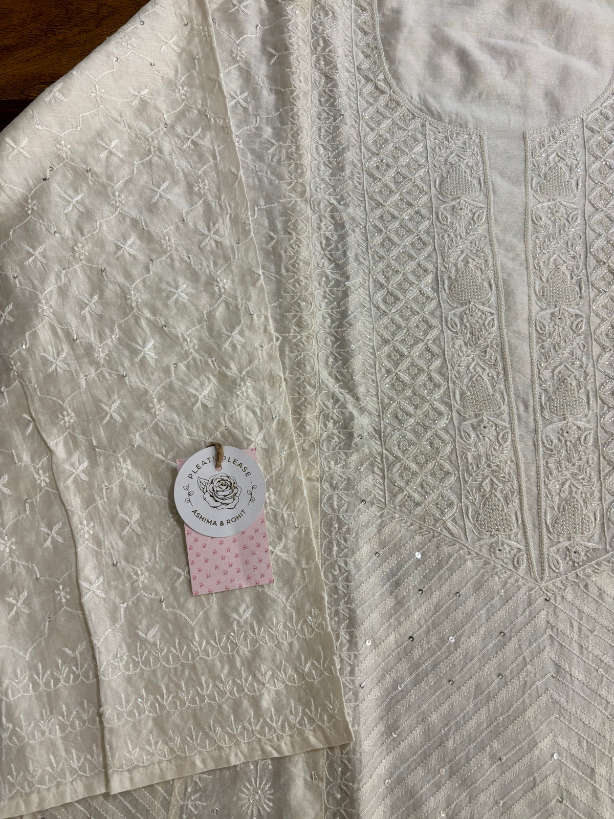 Dyeable Chanderi Silk Chikankari Anarkali & Dupatta
