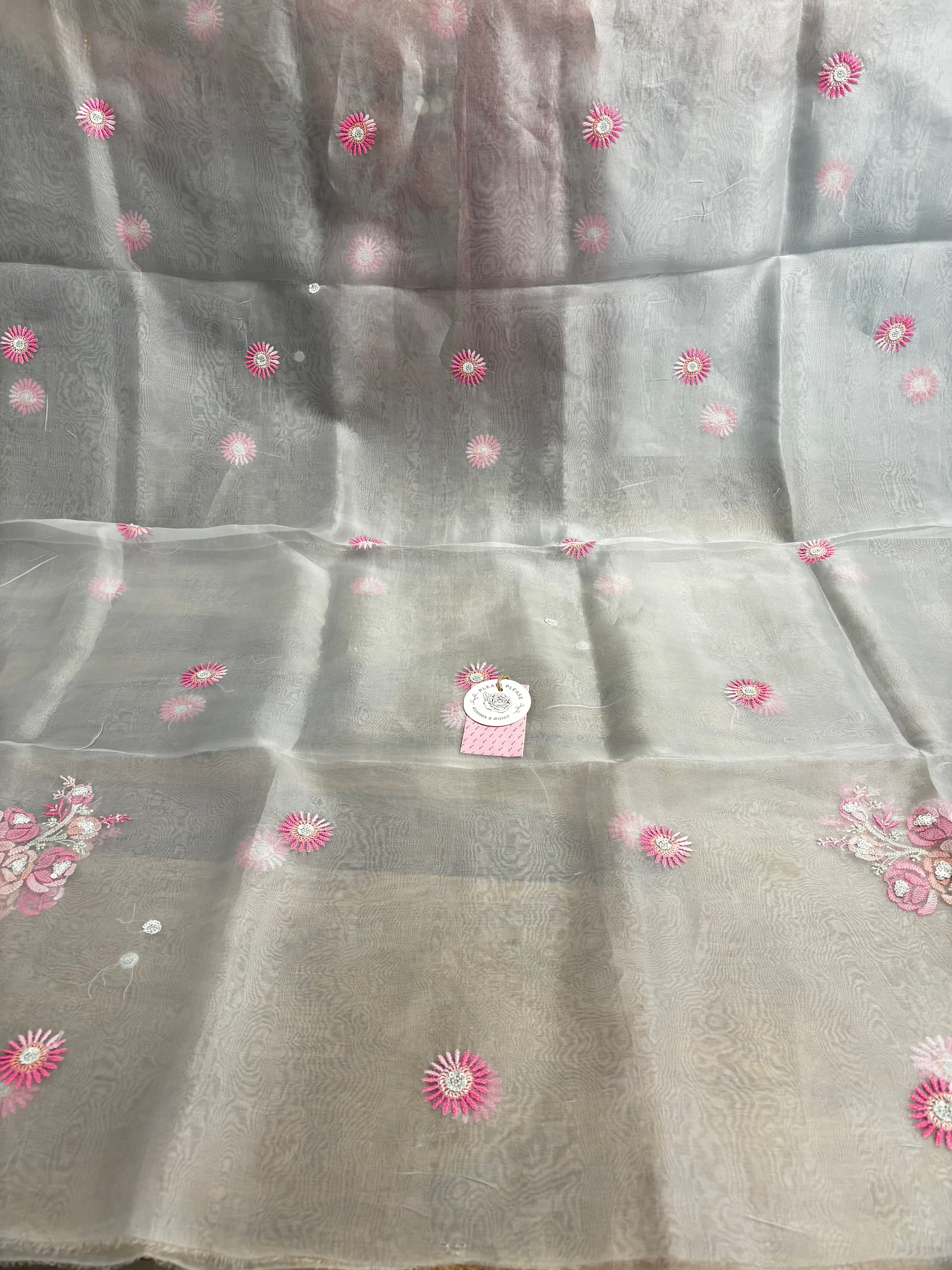 Mint Green Pure Organza Chikankari Kurta & Dupatta - Pleats PleaseChikankari
