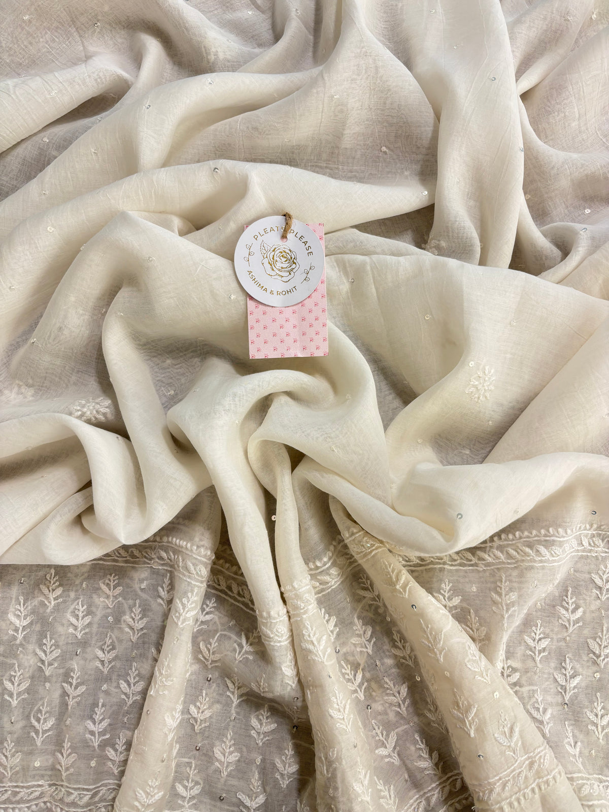 Dyeable Chanderi Mul Chikankari A- Line & Dupatta