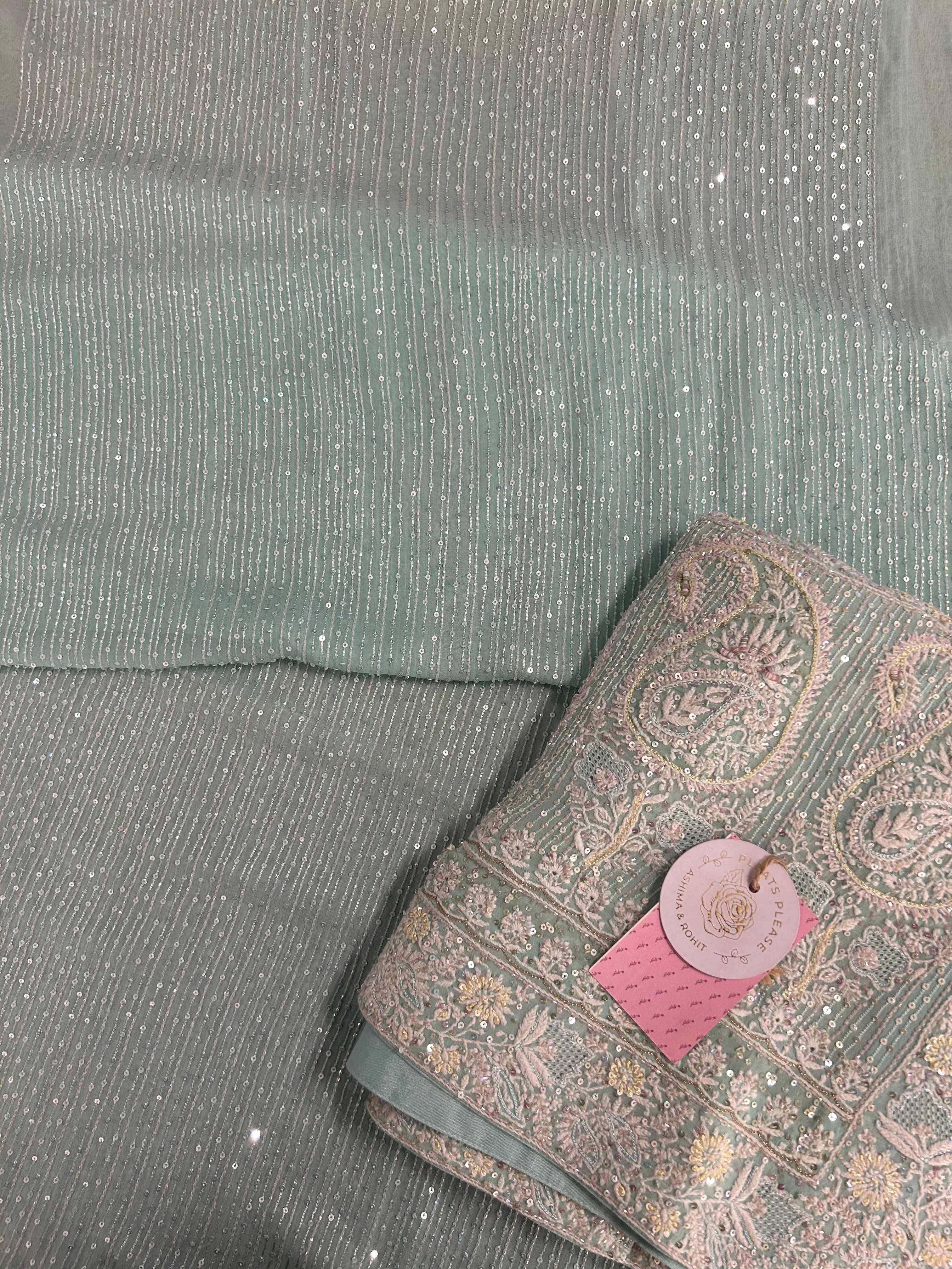 Powder Blue Pure & Premium Georgette Chikankari kurta & Dupatta