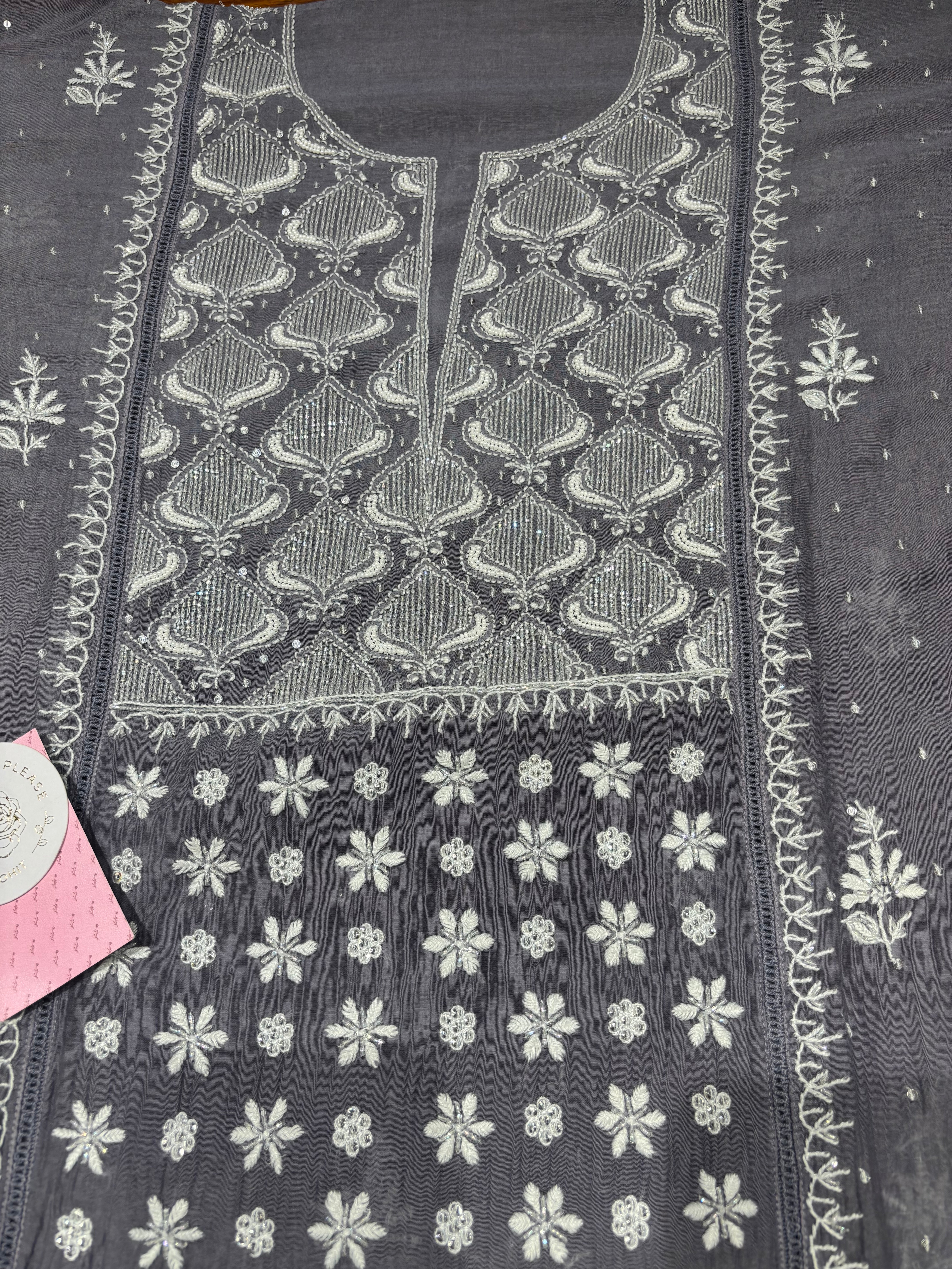 Midnight Purple Chanderi Mul Chikankari Kurta & Dupatta Set