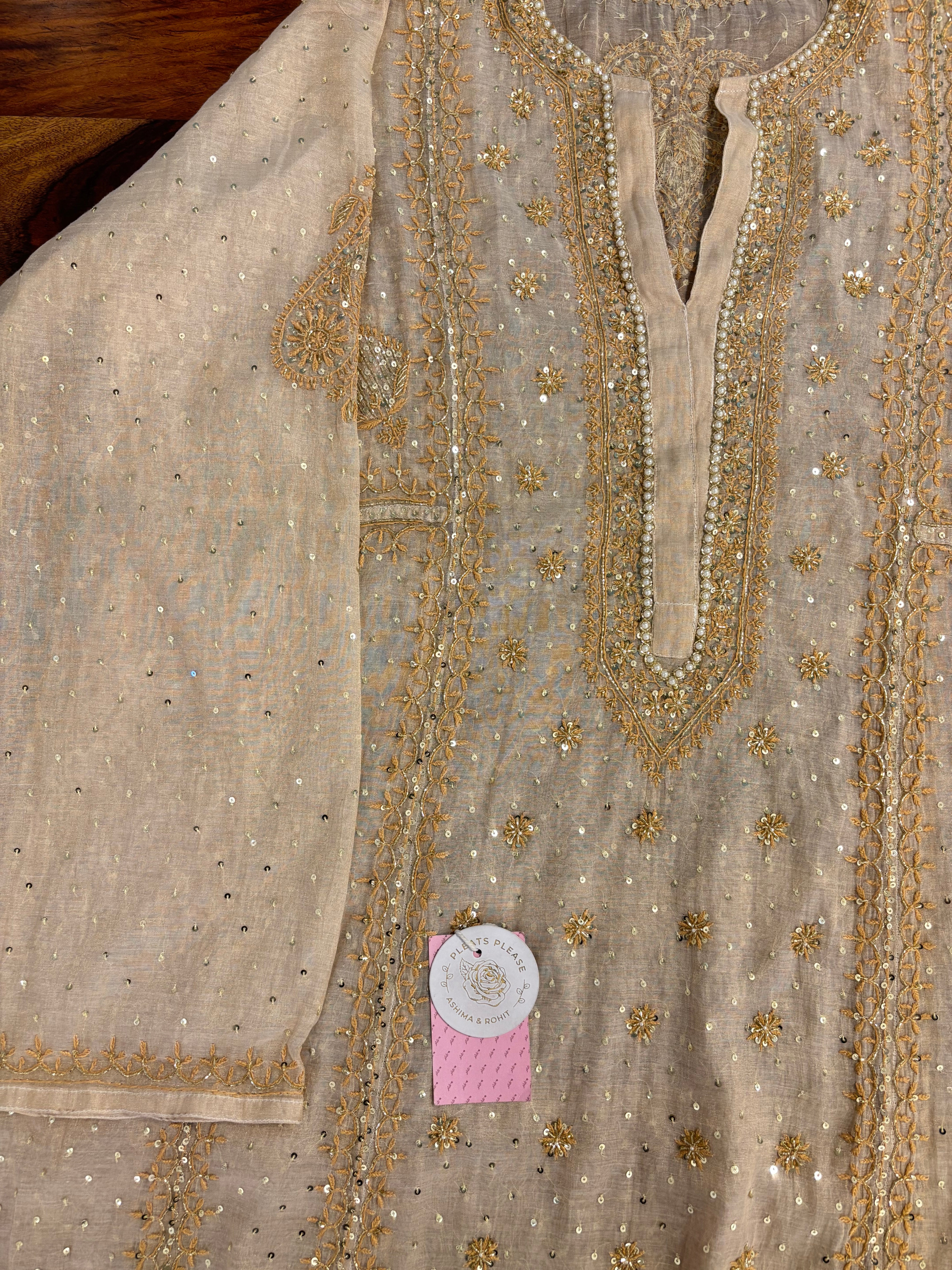 Dyeable Pure Tissue Chikankari Kurta & Dupatta