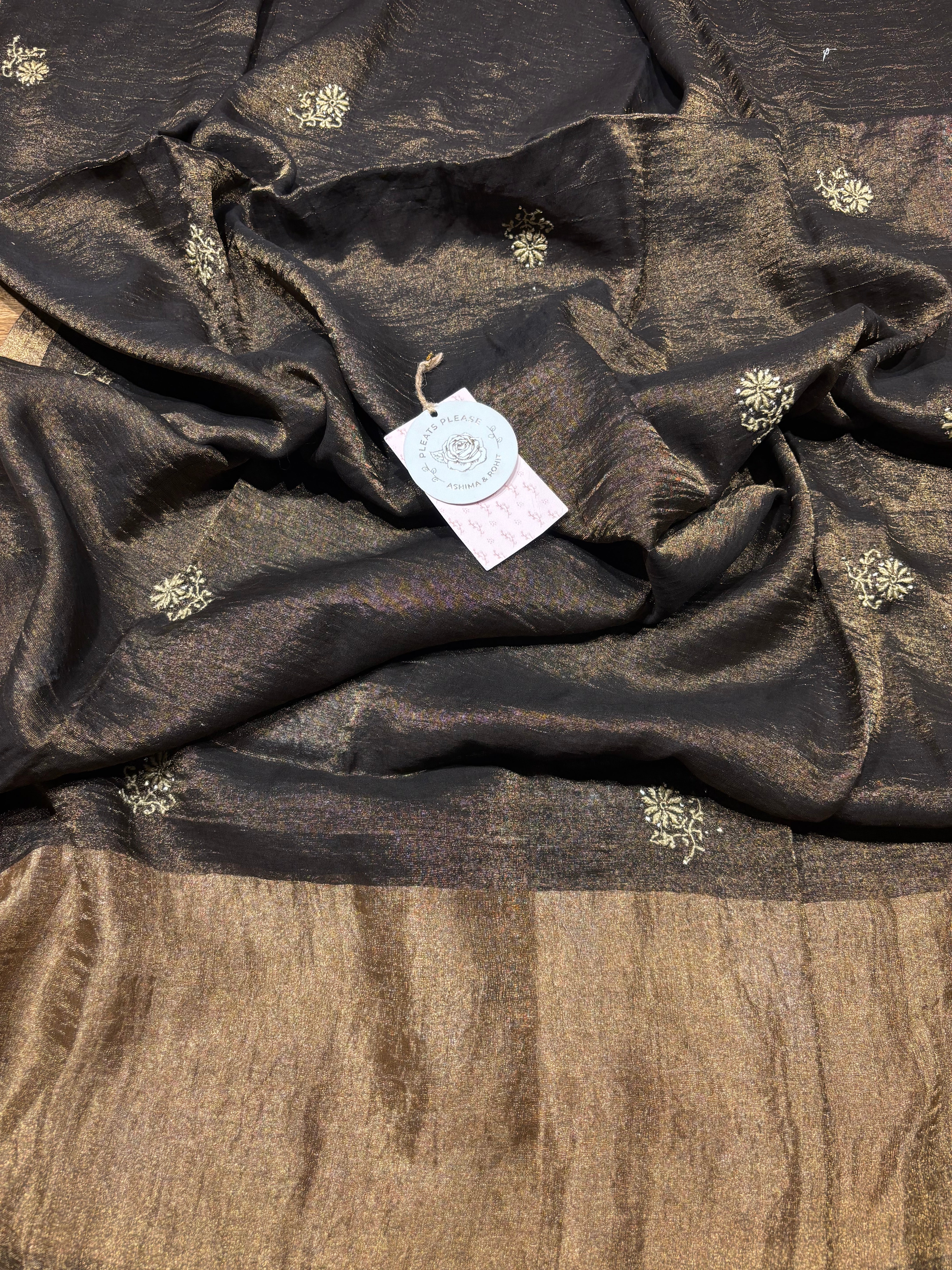 Black Pure Tissue Chikankari Kurta and Dupatta Set