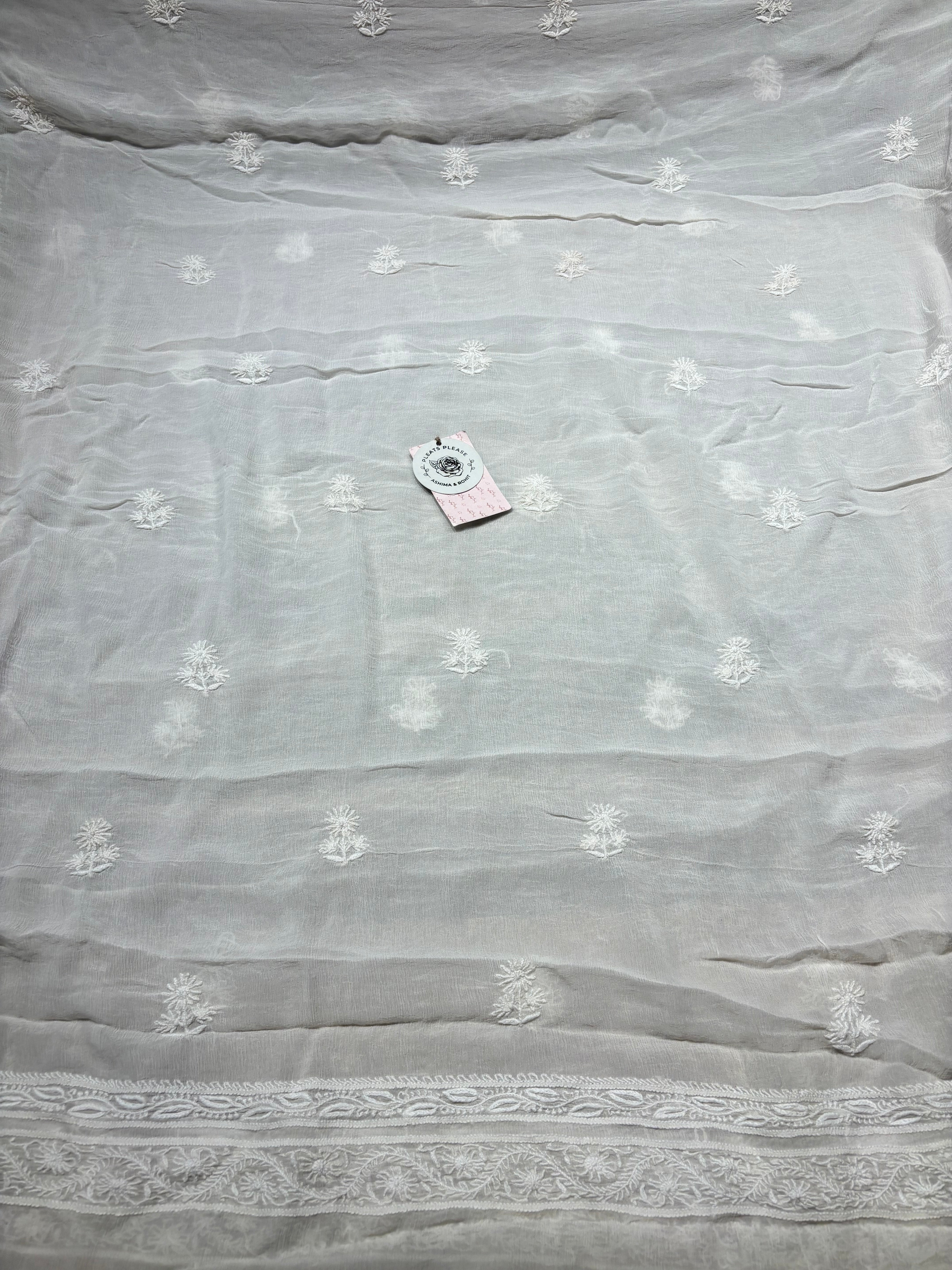Dyeable Pure & Premium Chiffon Chikankari Front & Back kurta & Dupatta Fabric