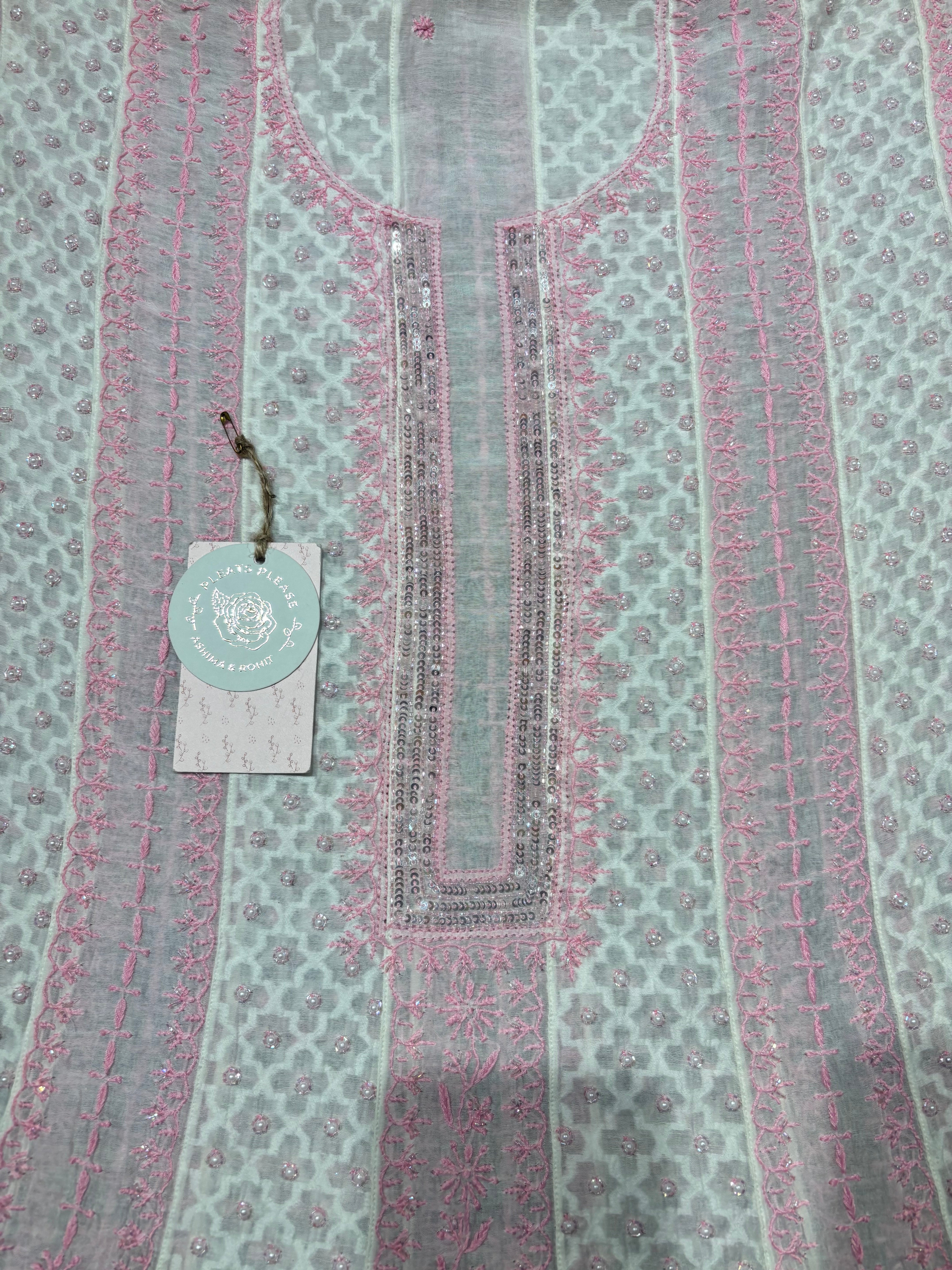 Dyeable Pure Chanderi Mul Chikankari Anarkali & Dupatta Set