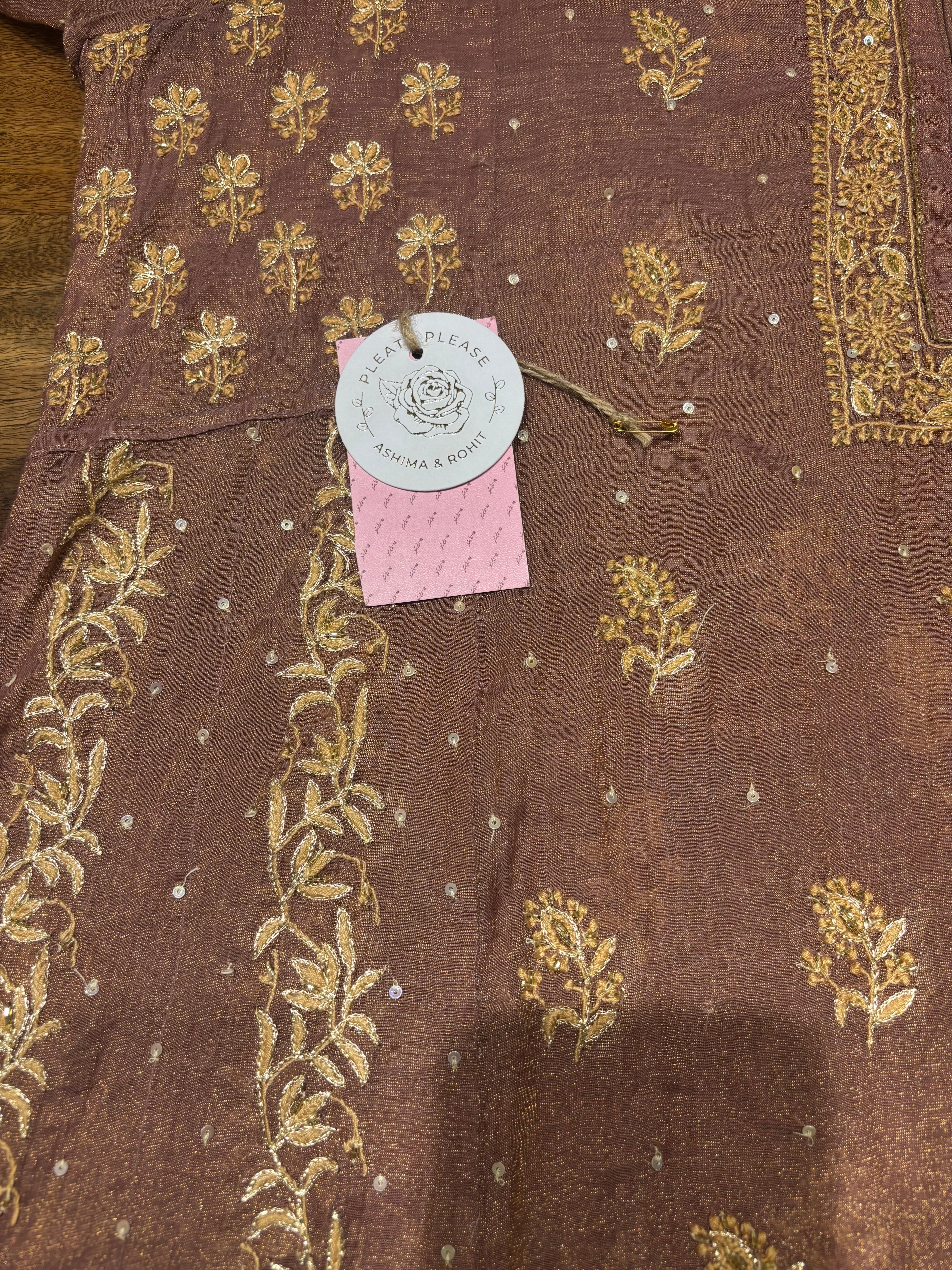 Garnet Pure & Premium Tissue A-Line Anarkali & Dupatta Set