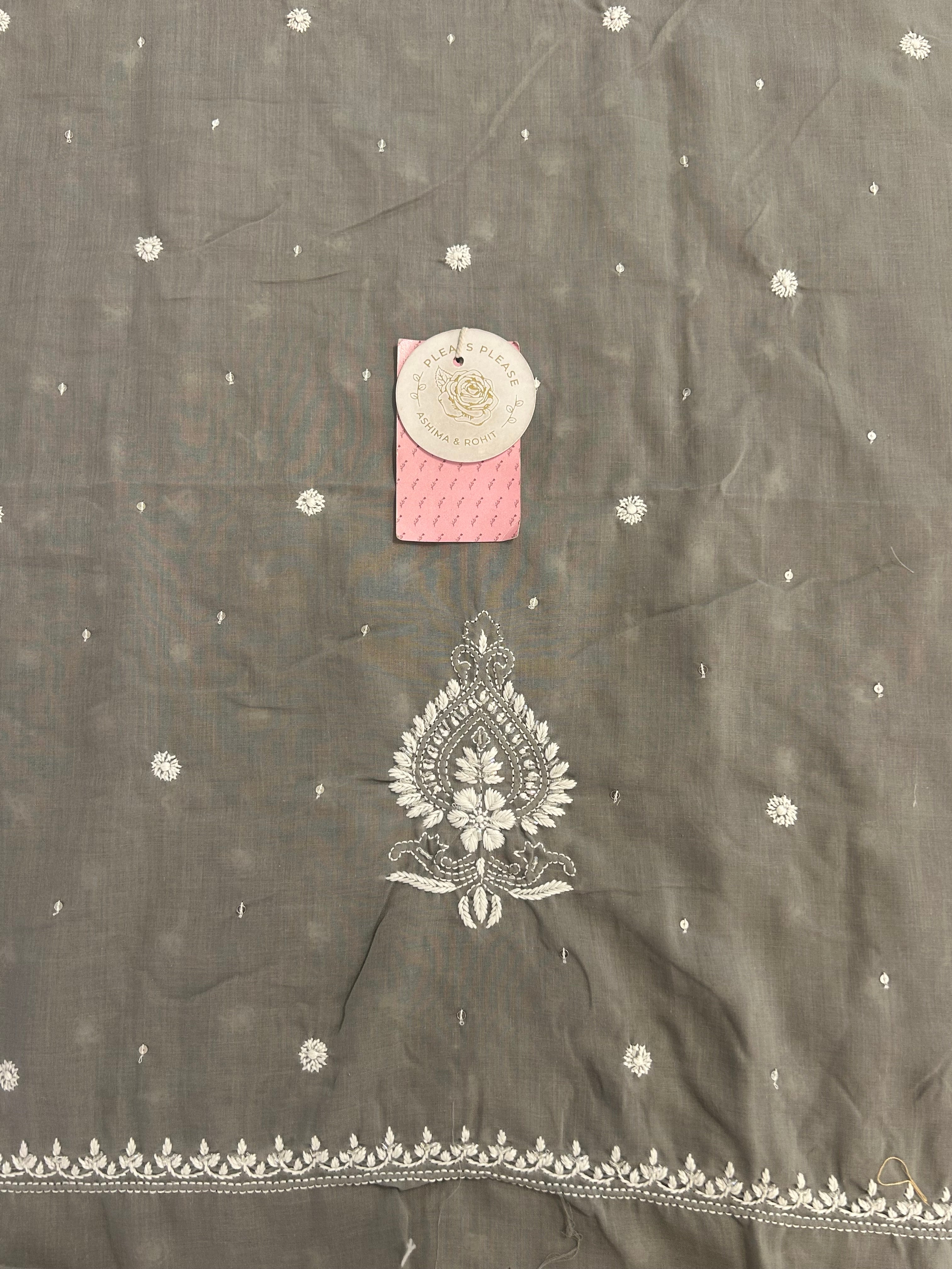 Dove Grey Mulmul Chikankari Kurta - Pleats PleaseChikankari
