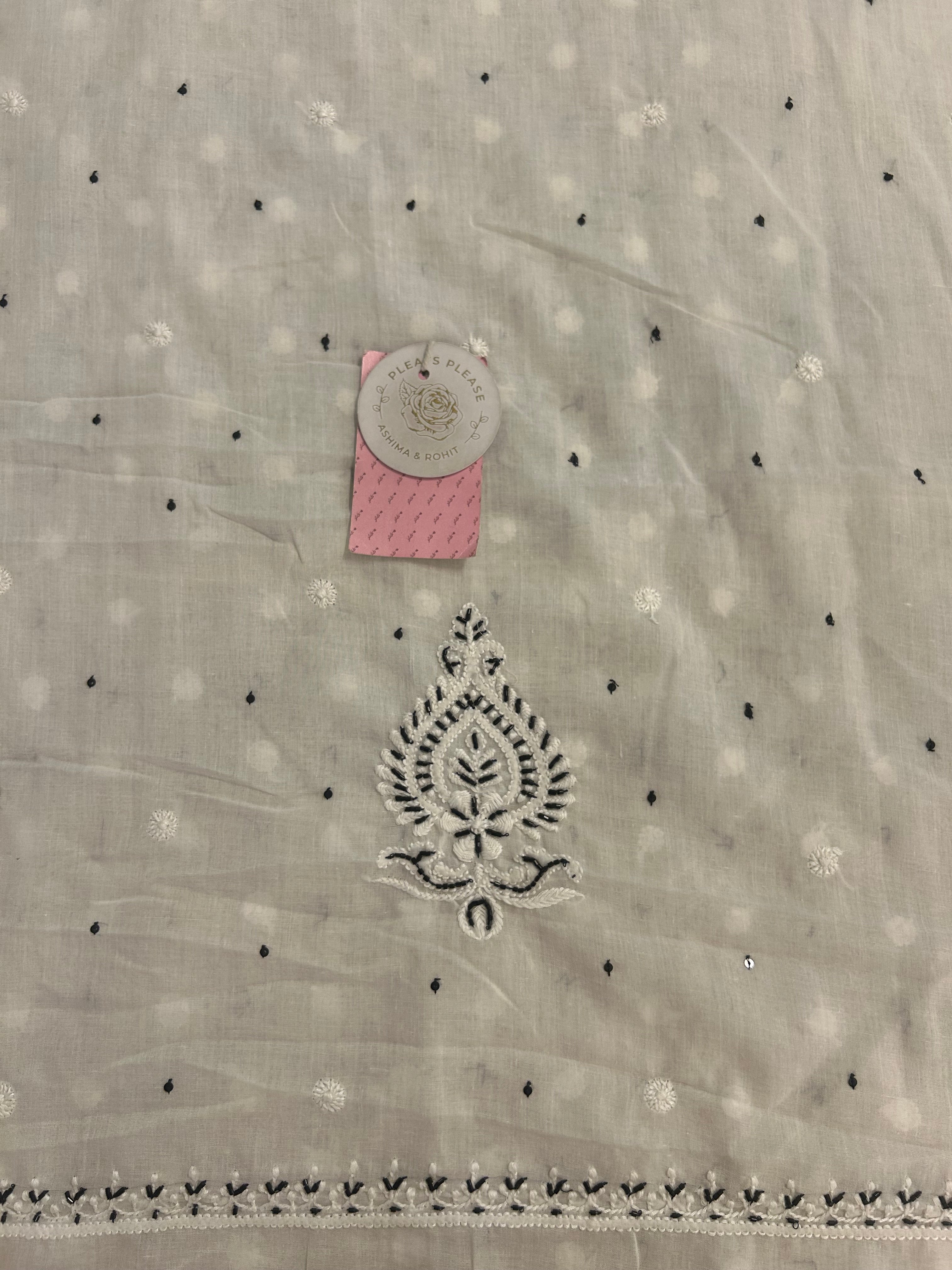 Dyeable White Mulmul Chikankari Kurta