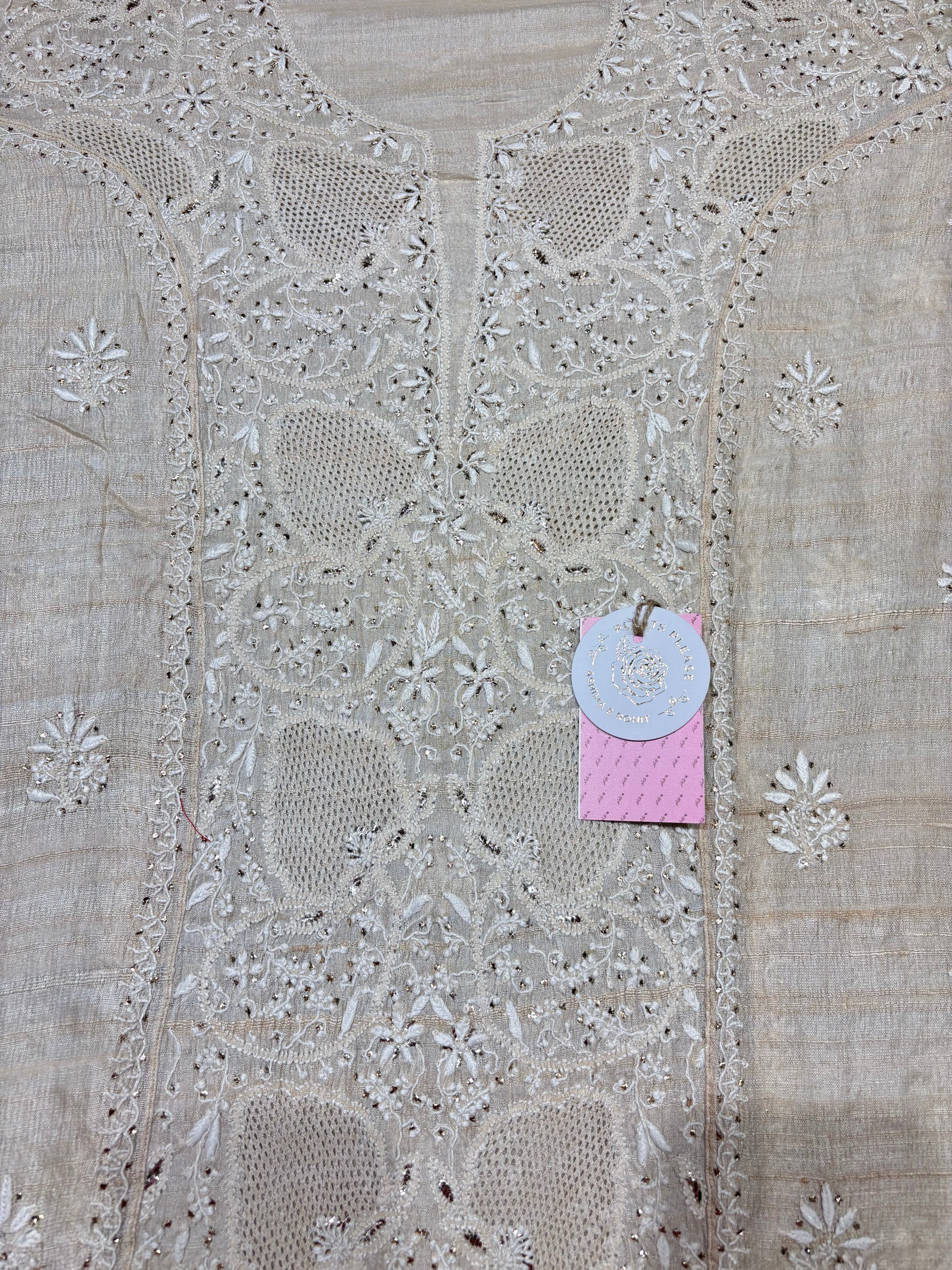 Dyeable Pure & Premium Tassar Silk Chikankari Kurta & Dupatta Set