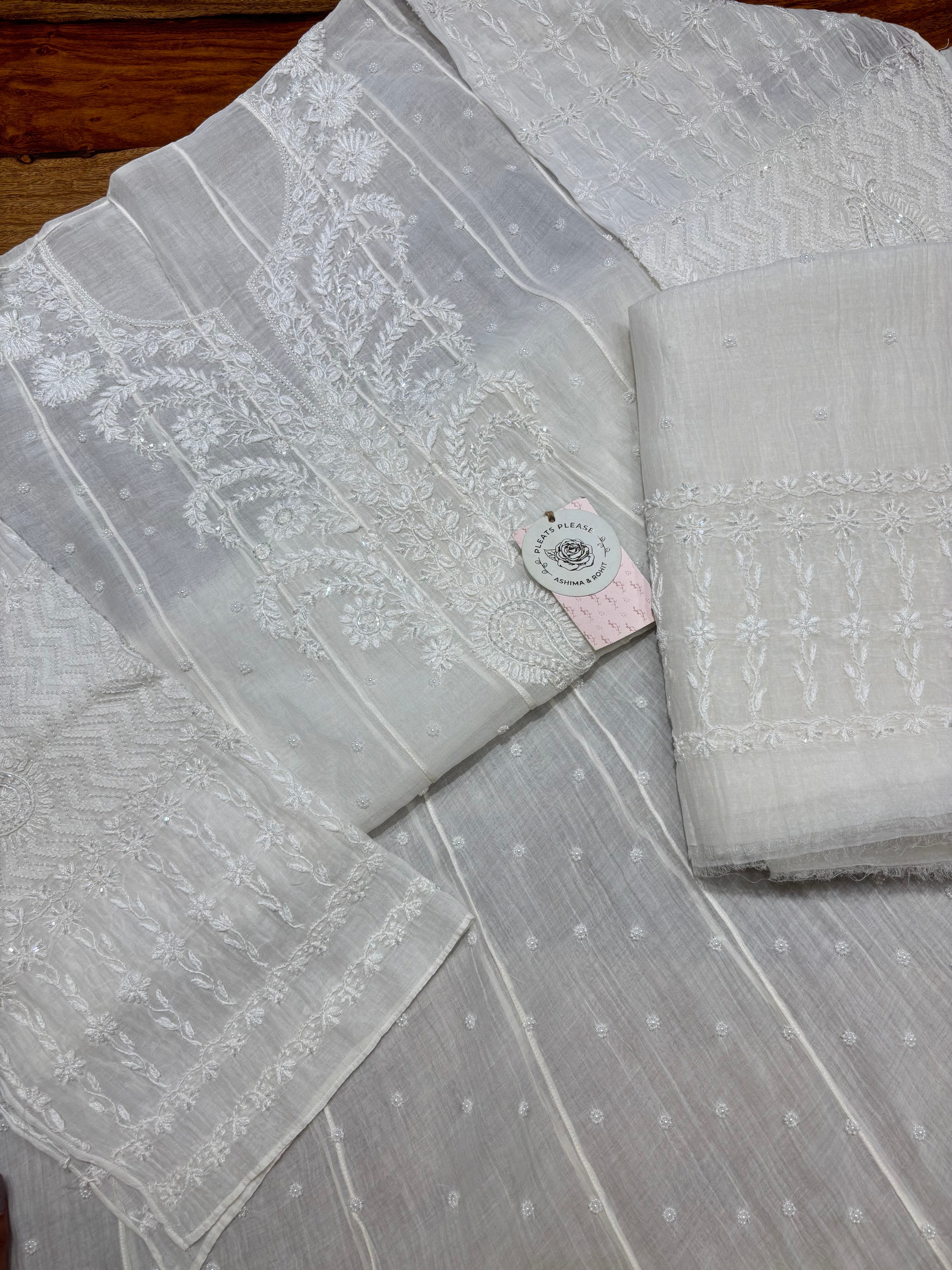Dyeable Chanderi Mul Chikankari Anarkali & Dupatta Set