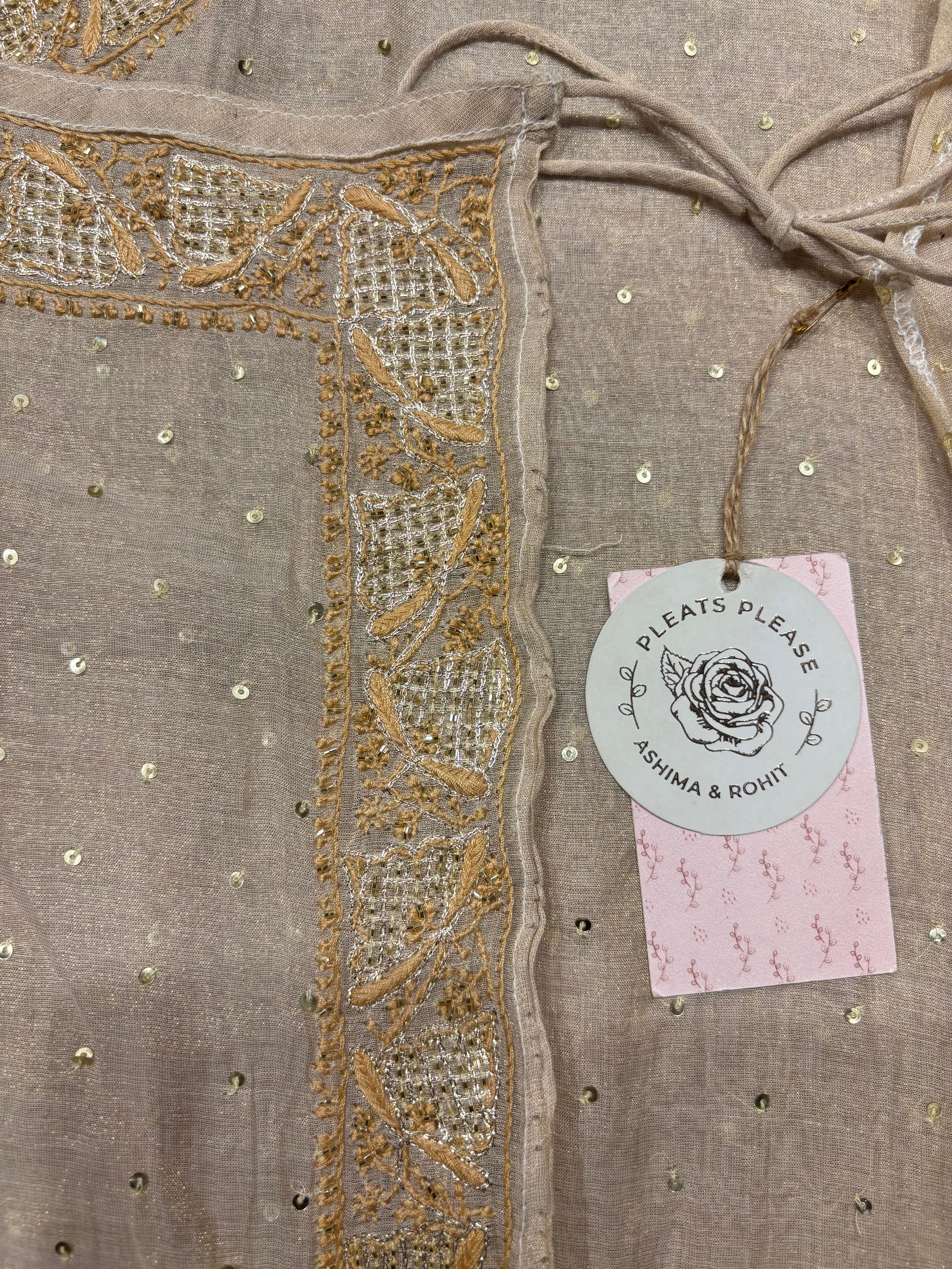 Dyeable Pure and Premium Tissue Chikankari Angrakha A line Anarkali and Dupatta set