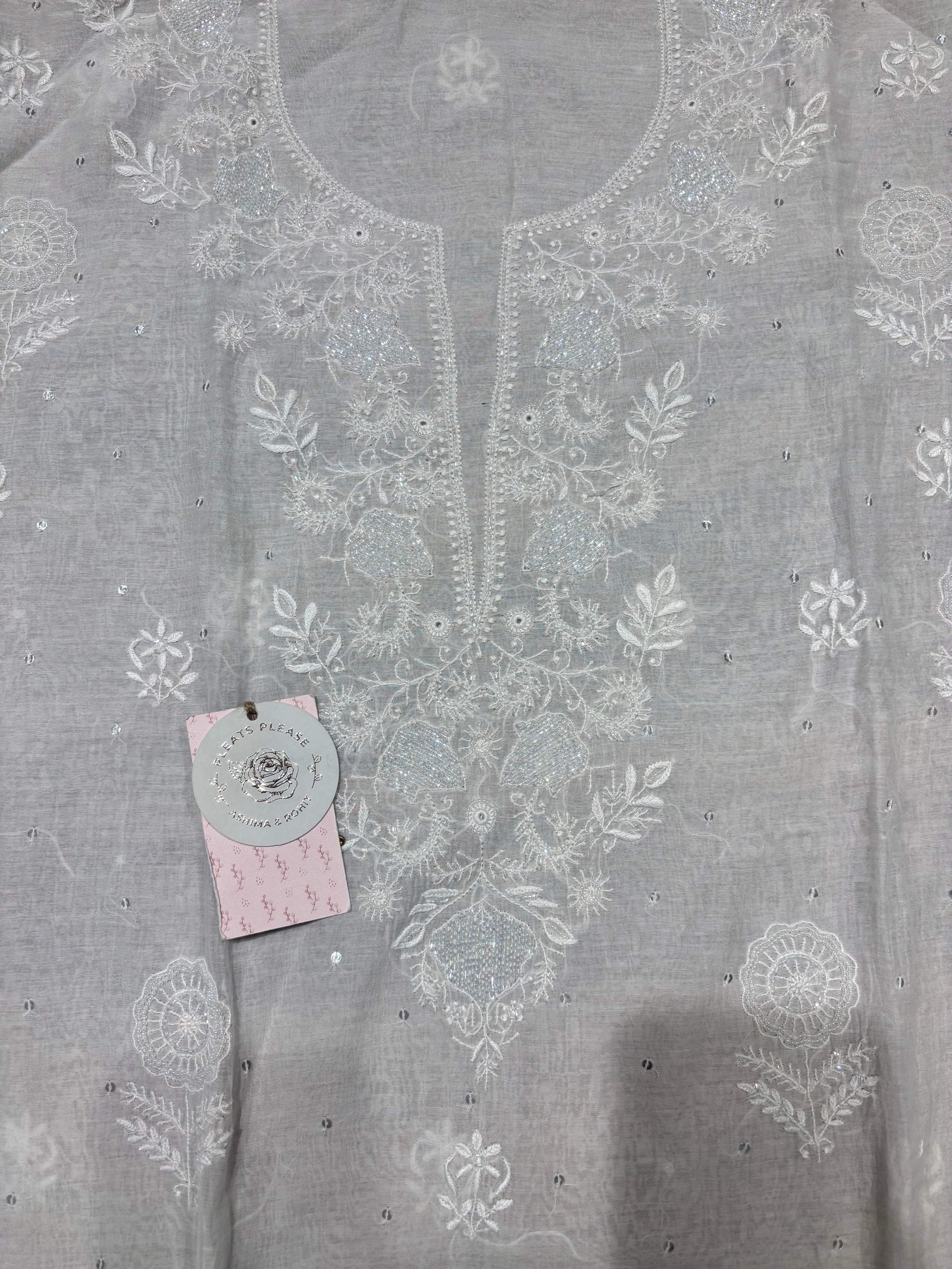 Dyeable Chanderi Mul Chikankari Kurta & Dupatta Set