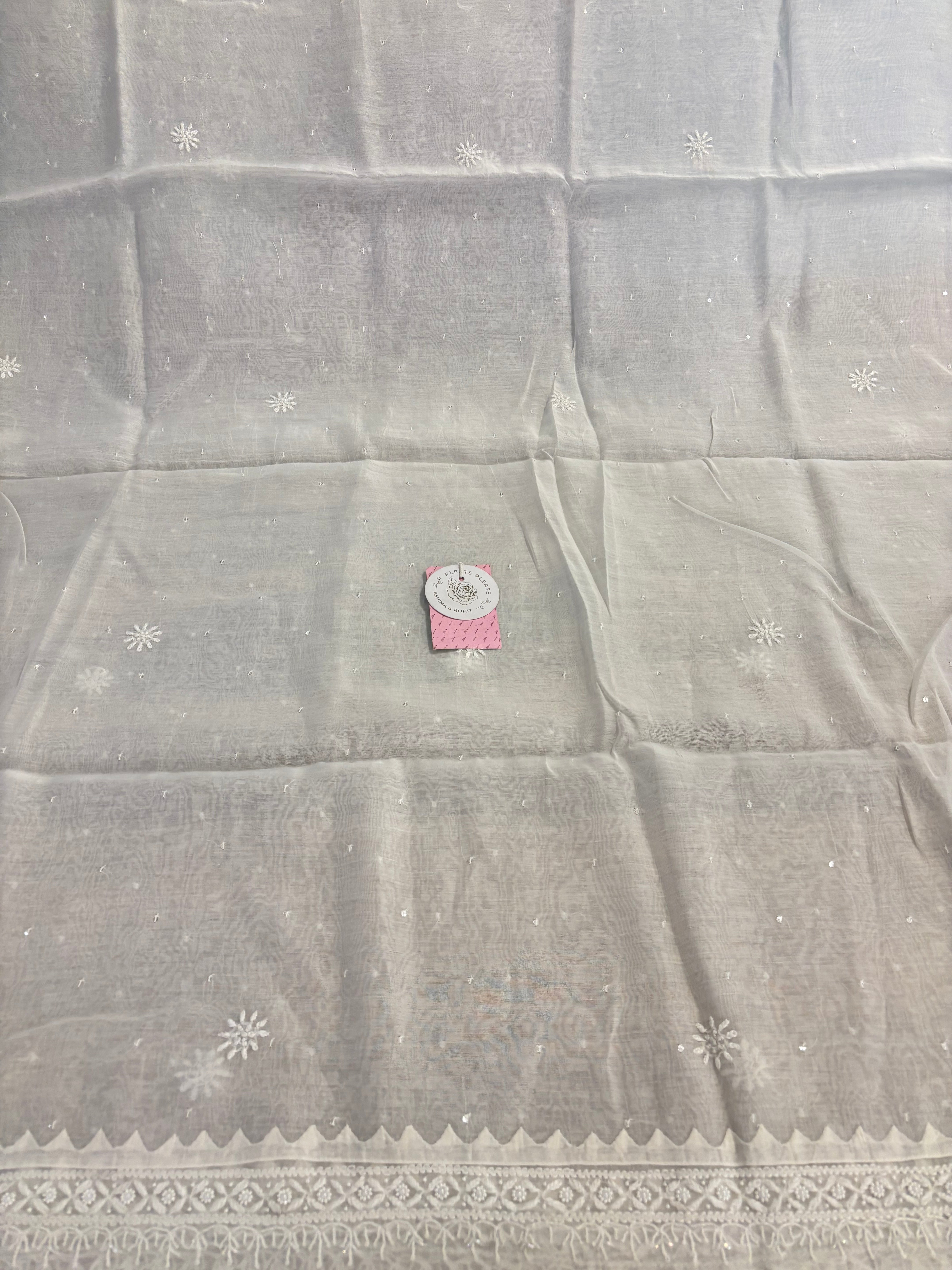 Dyeable Chanderi Mul Chikankari A-Line Anarkali & Dupatta Set