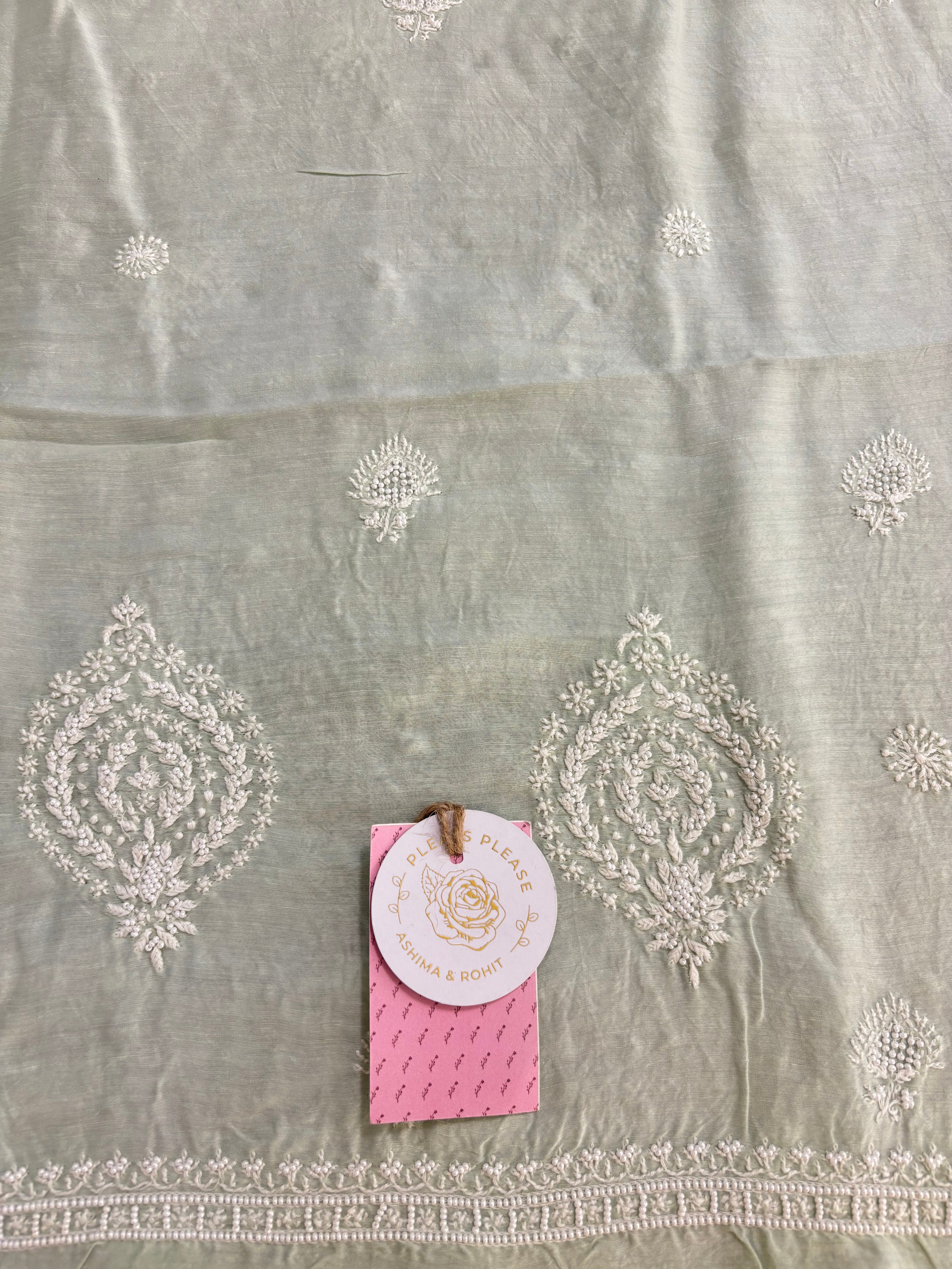 Sage Green Chanderi Chikankari Men’s Kurta