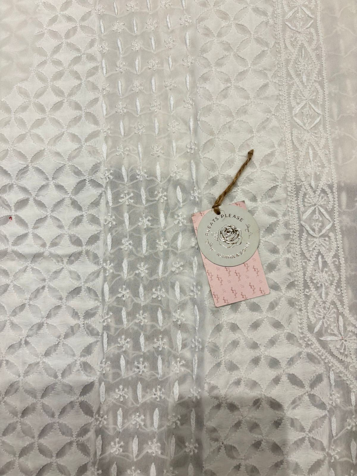 Dyeable Pure & Premium Georgette Chikankari Men’s Sherwani Fabric