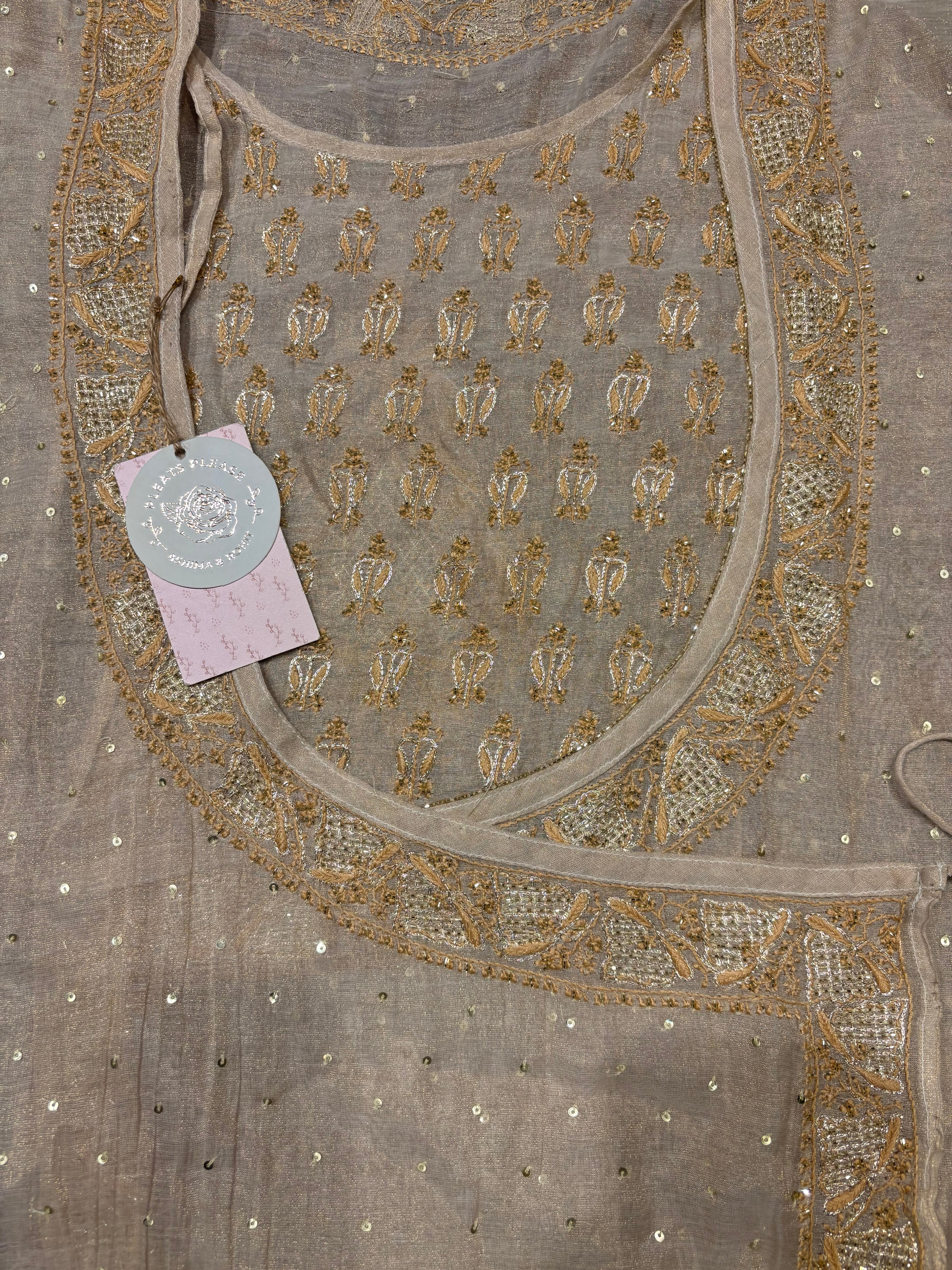 Dyeable Pure and Premium Tissue Chikankari Angrakha A line Anarkali and Dupatta set