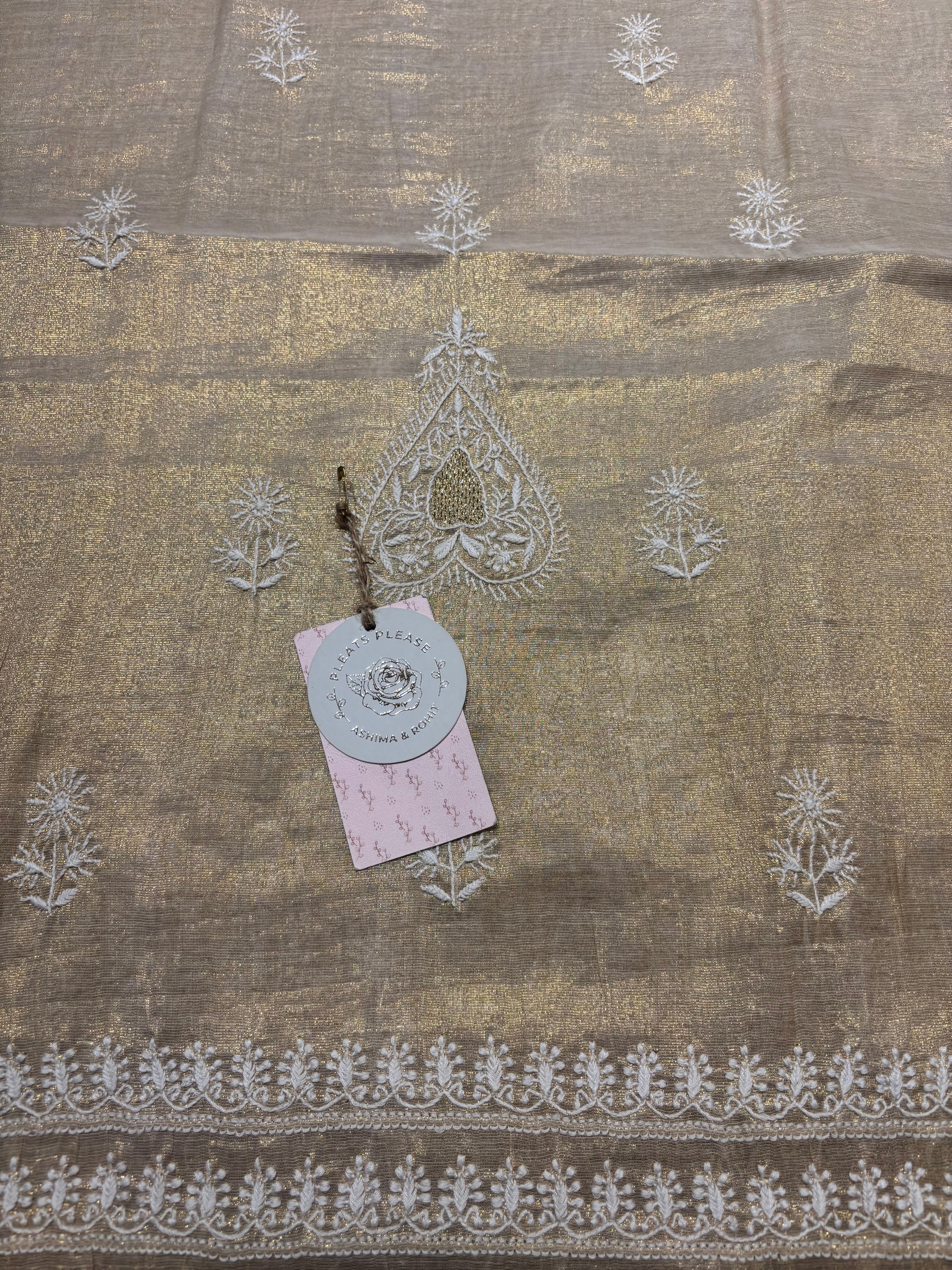 Dyeable Tissue Chikankari Kurta and Dupatta set