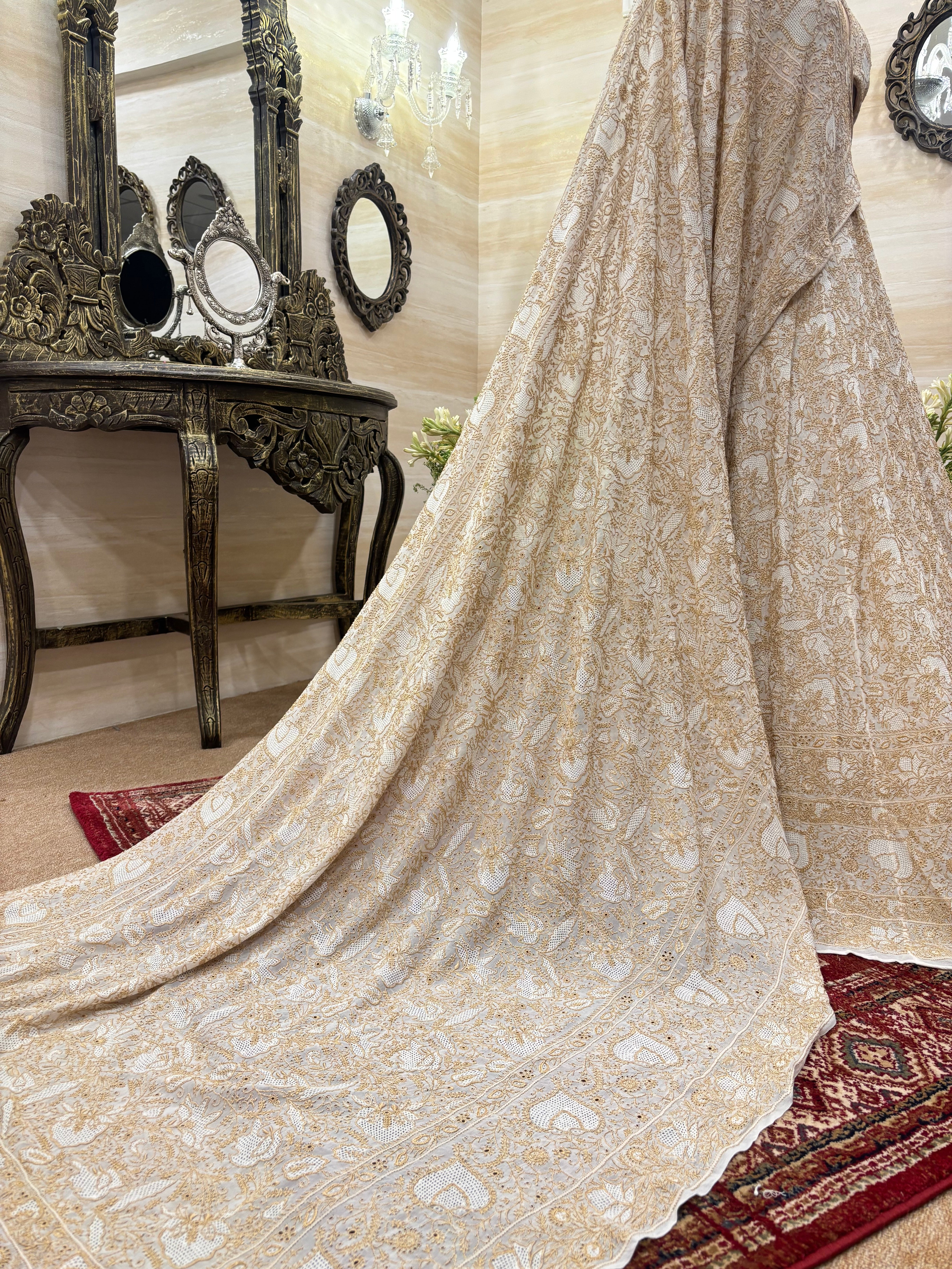 Dyeable Pure & Premium Goergette Chikankari Lehenga Set