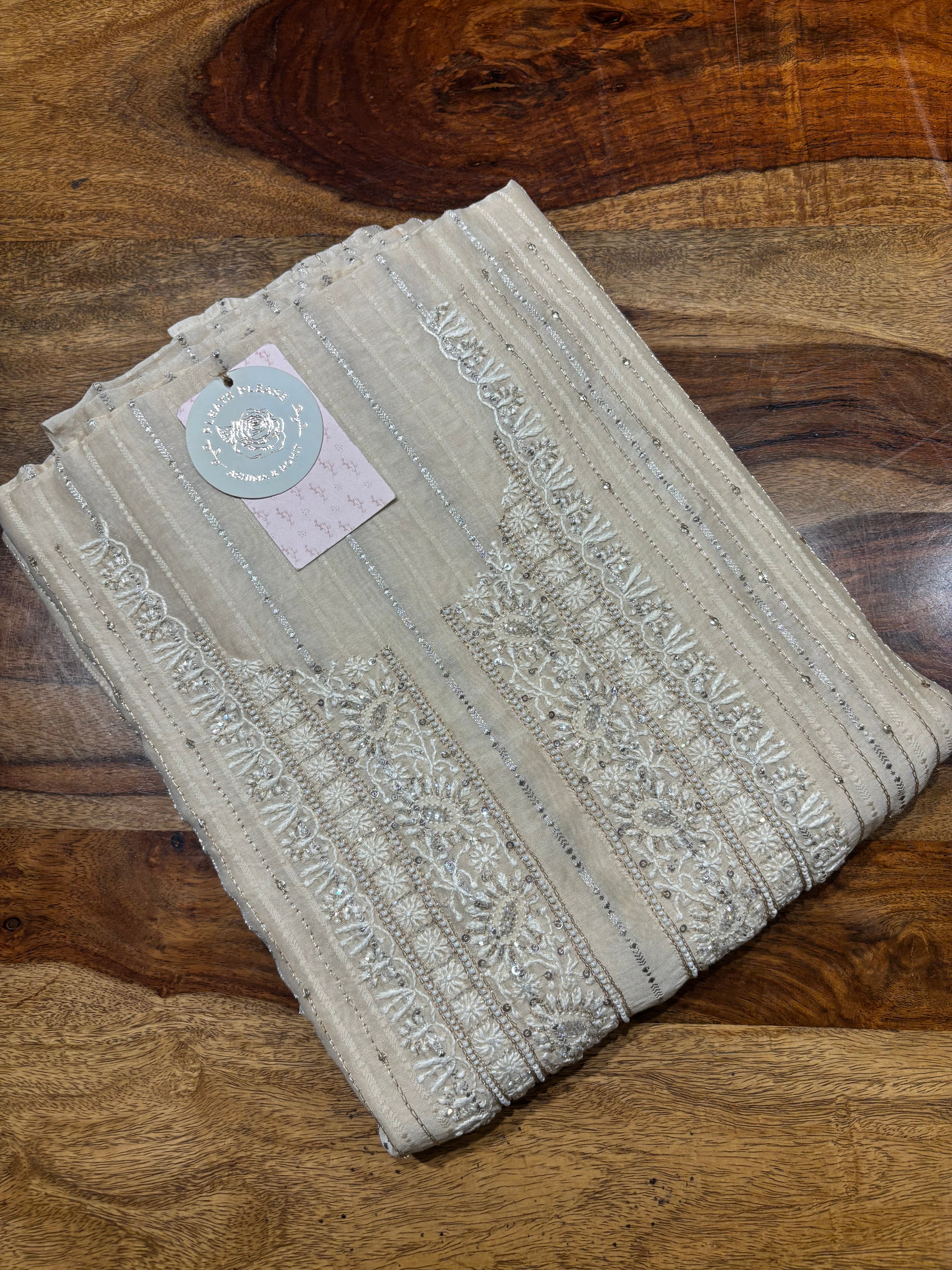 Coffee Cream  Chanderi Silk Chikankari Men’s Kurta