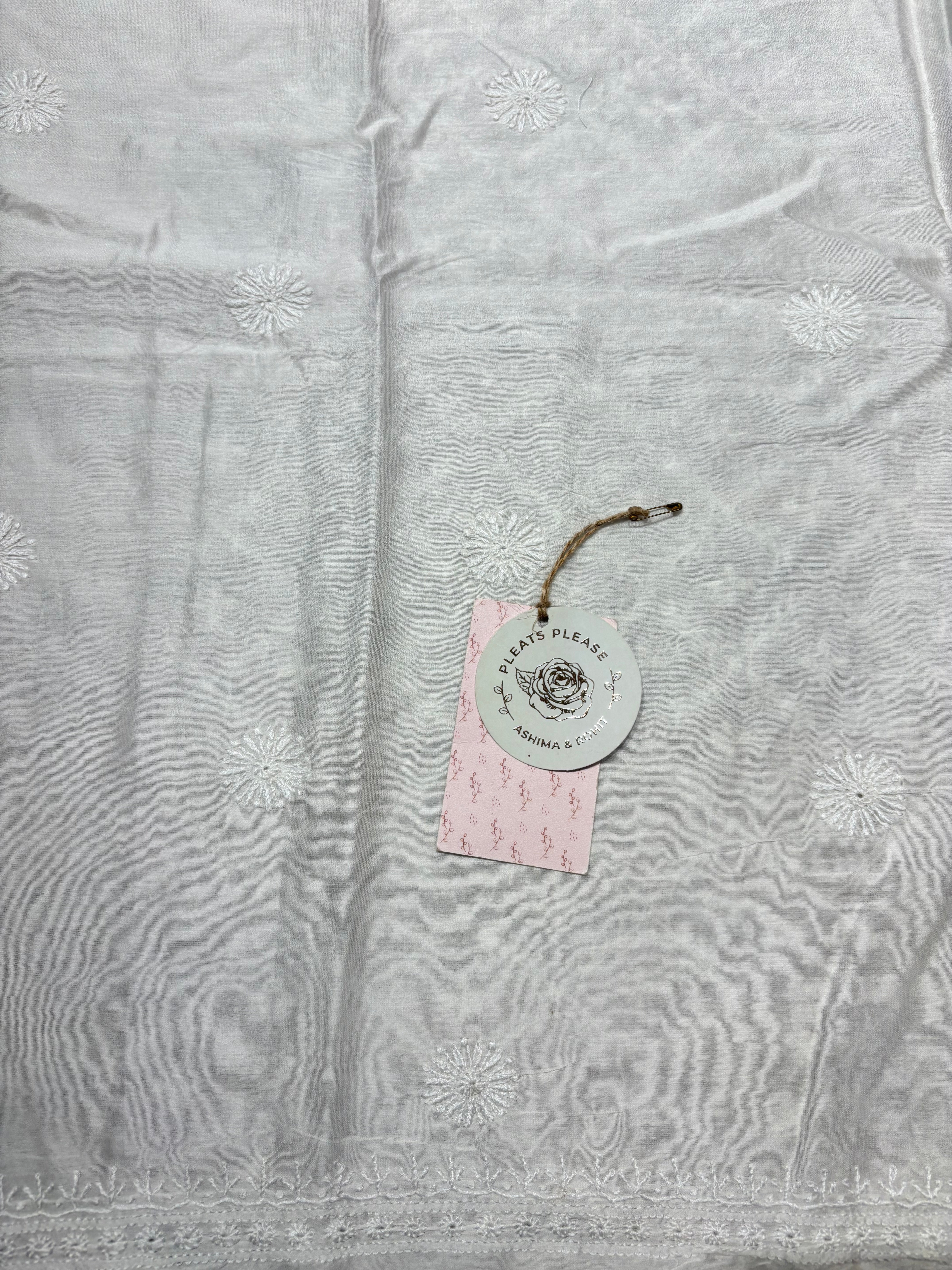 Dyeable Chanderi Silk Chikankari Men’s Kurta Fabric