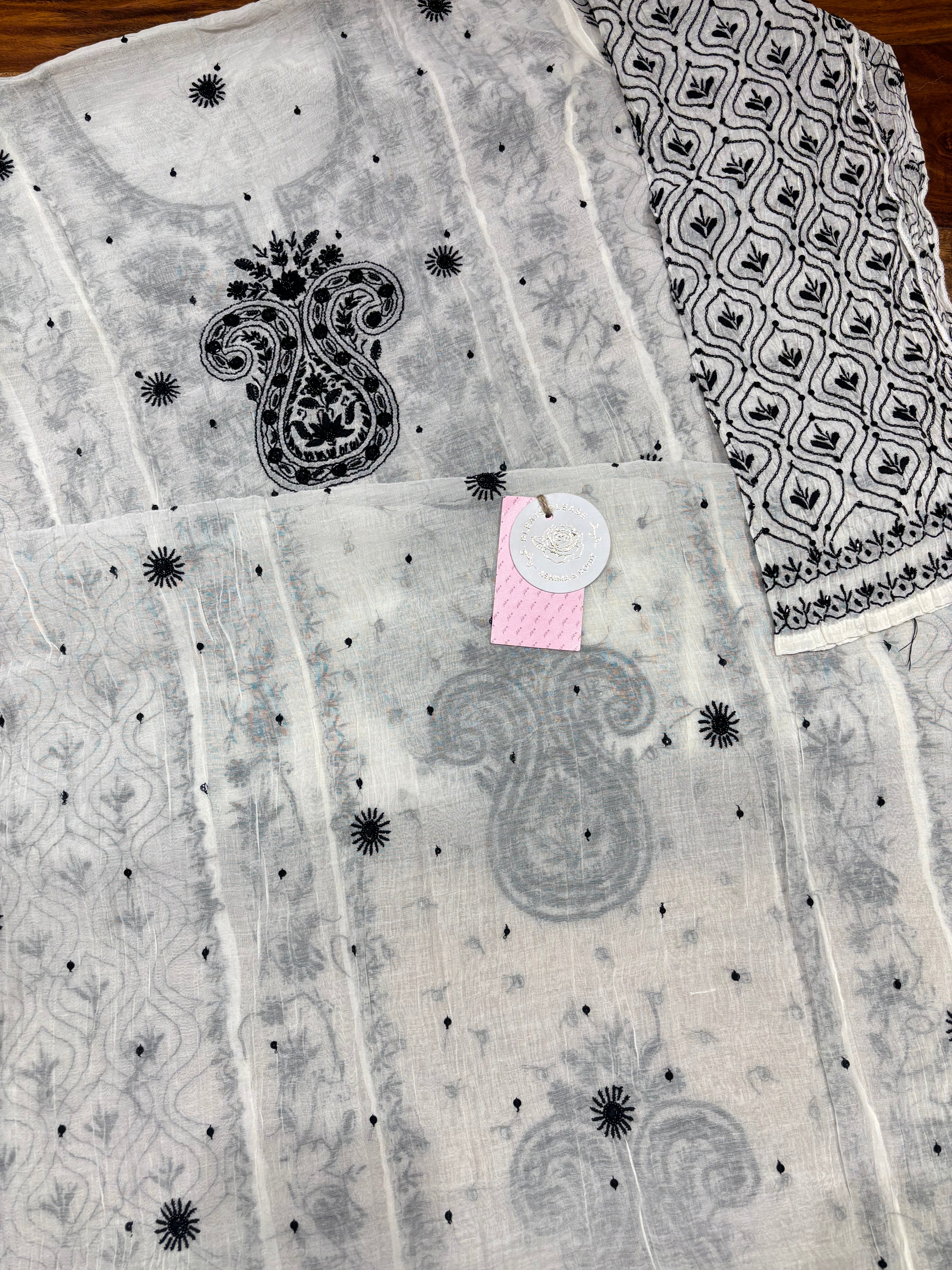 Dyeable Chanderi Mul Chikankari Kurta & Dupatta Set