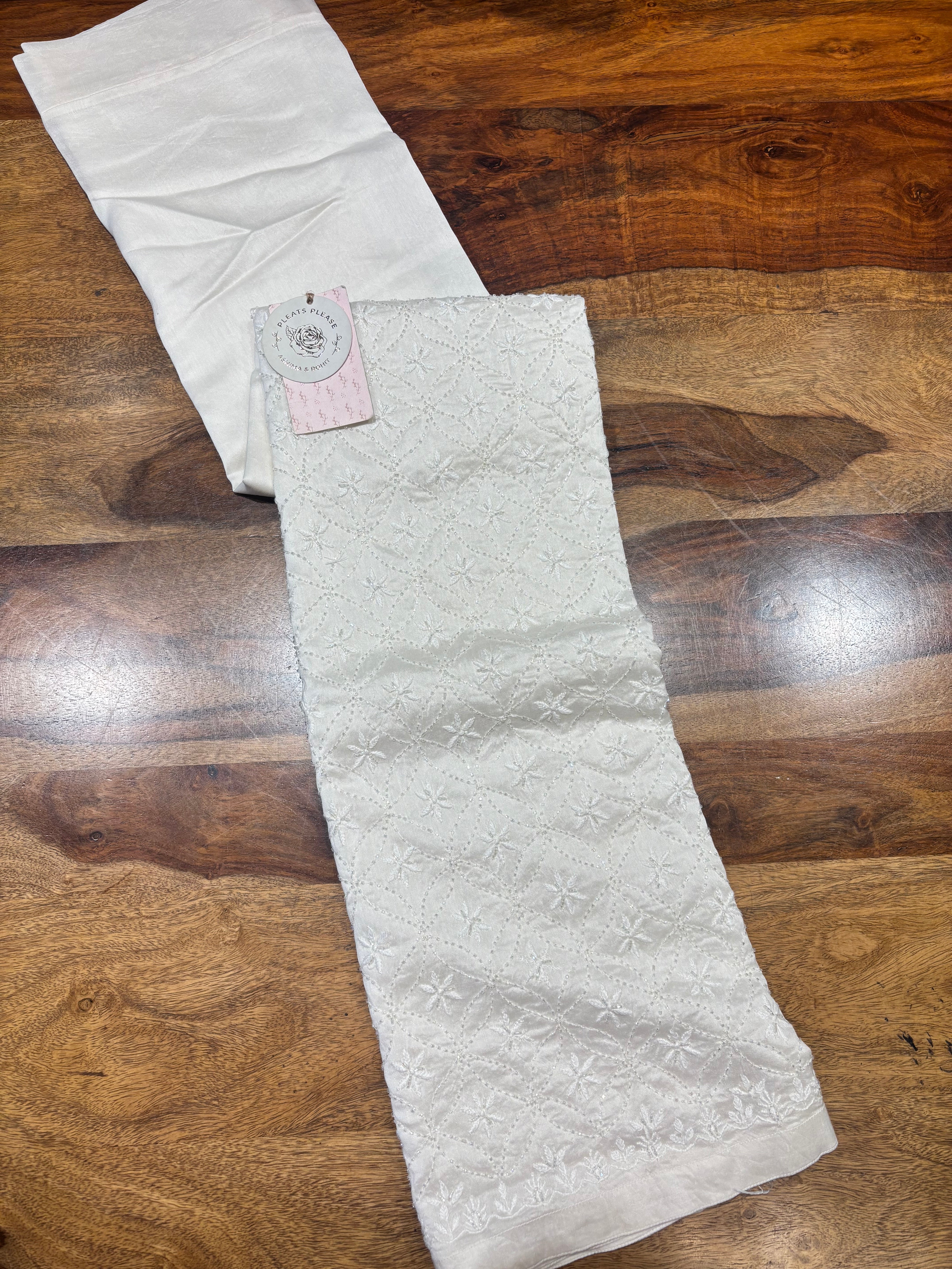 Dyeable Chanderi Silk Chikankari  Bottom
