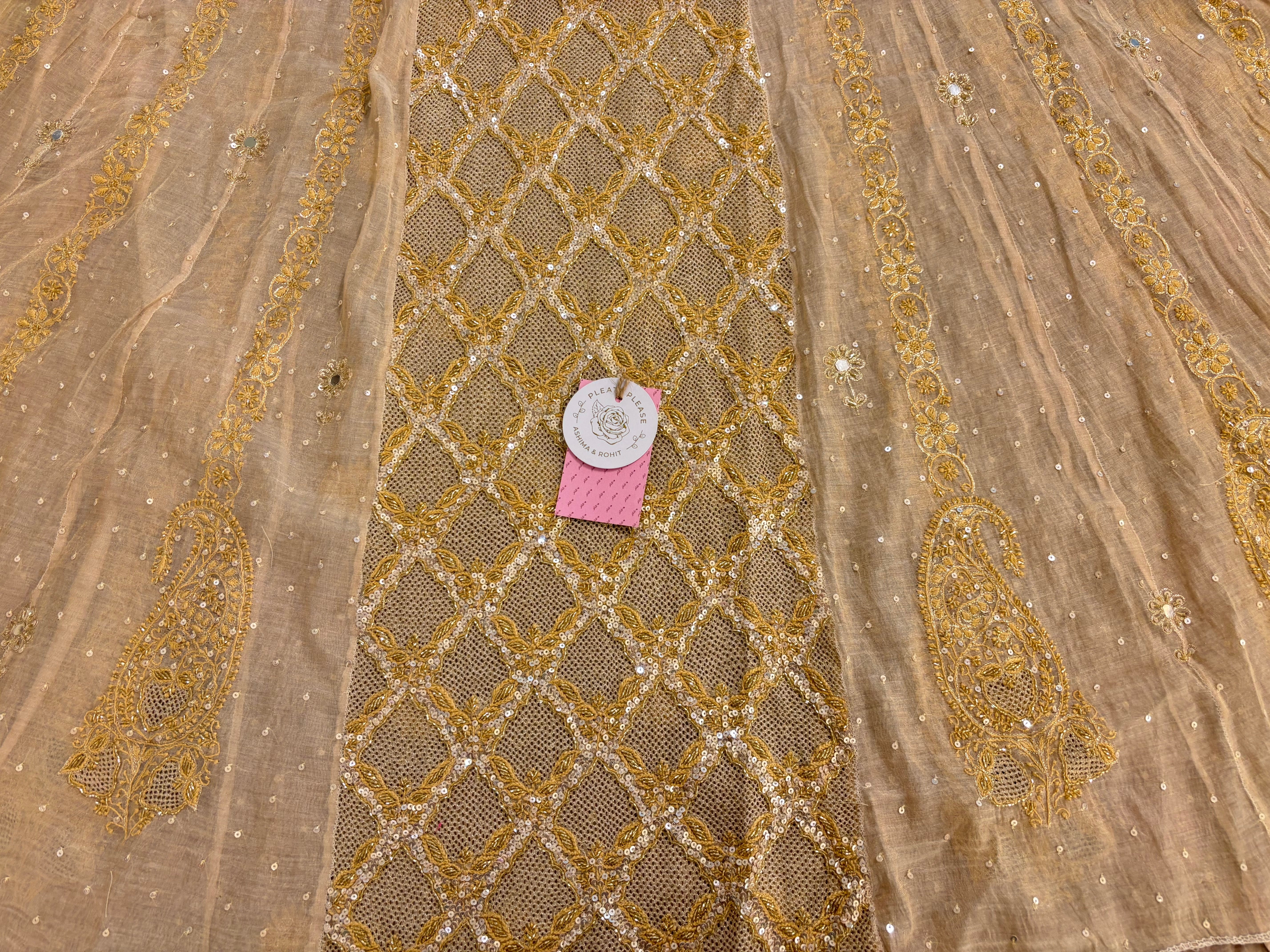 Dyeable Pure & Premium Tissue Chikankari Jaal Anarkali & Dupatta