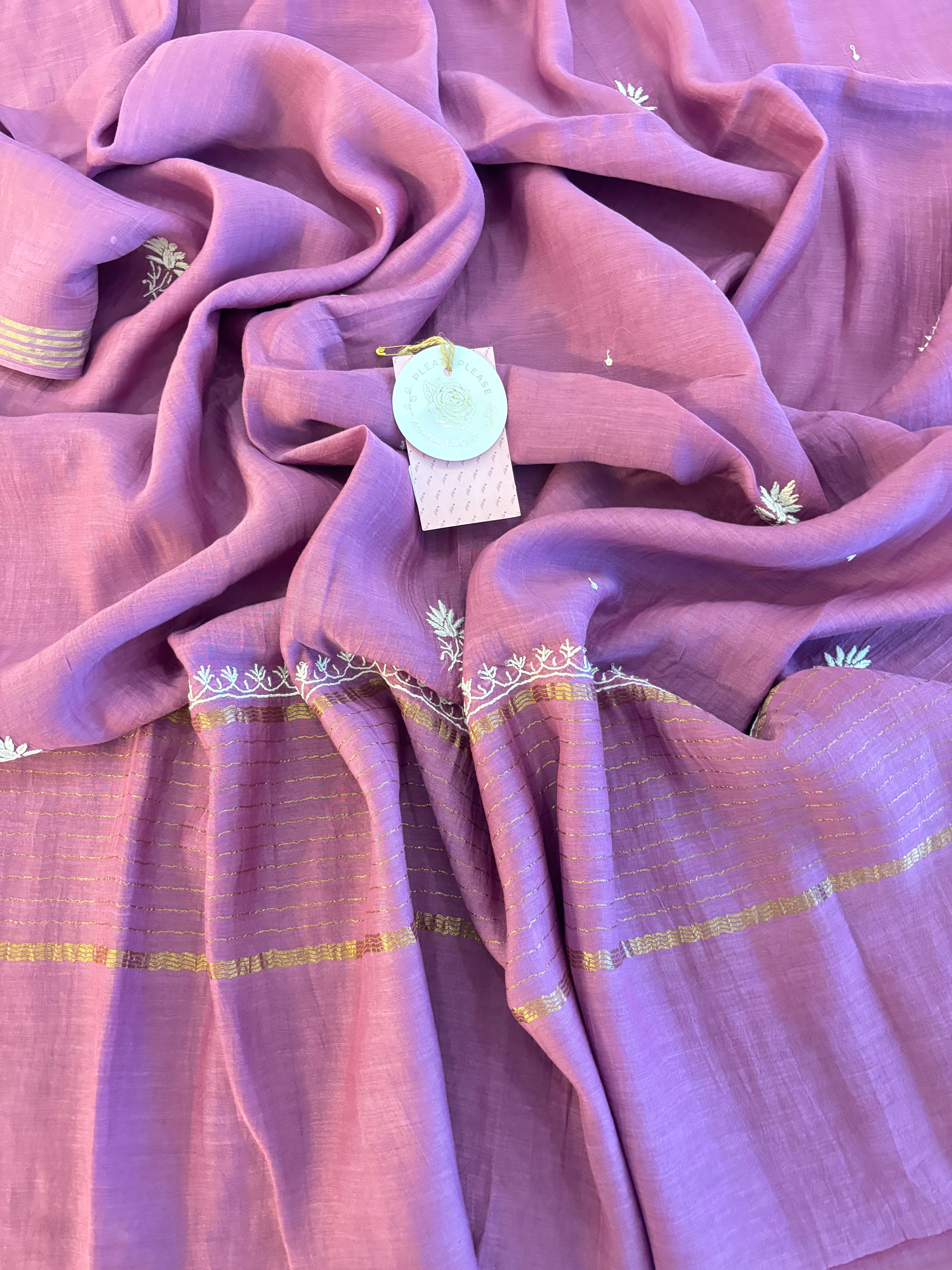 Orchid Purple Chanderi Chikankari Kurta & Dupatta