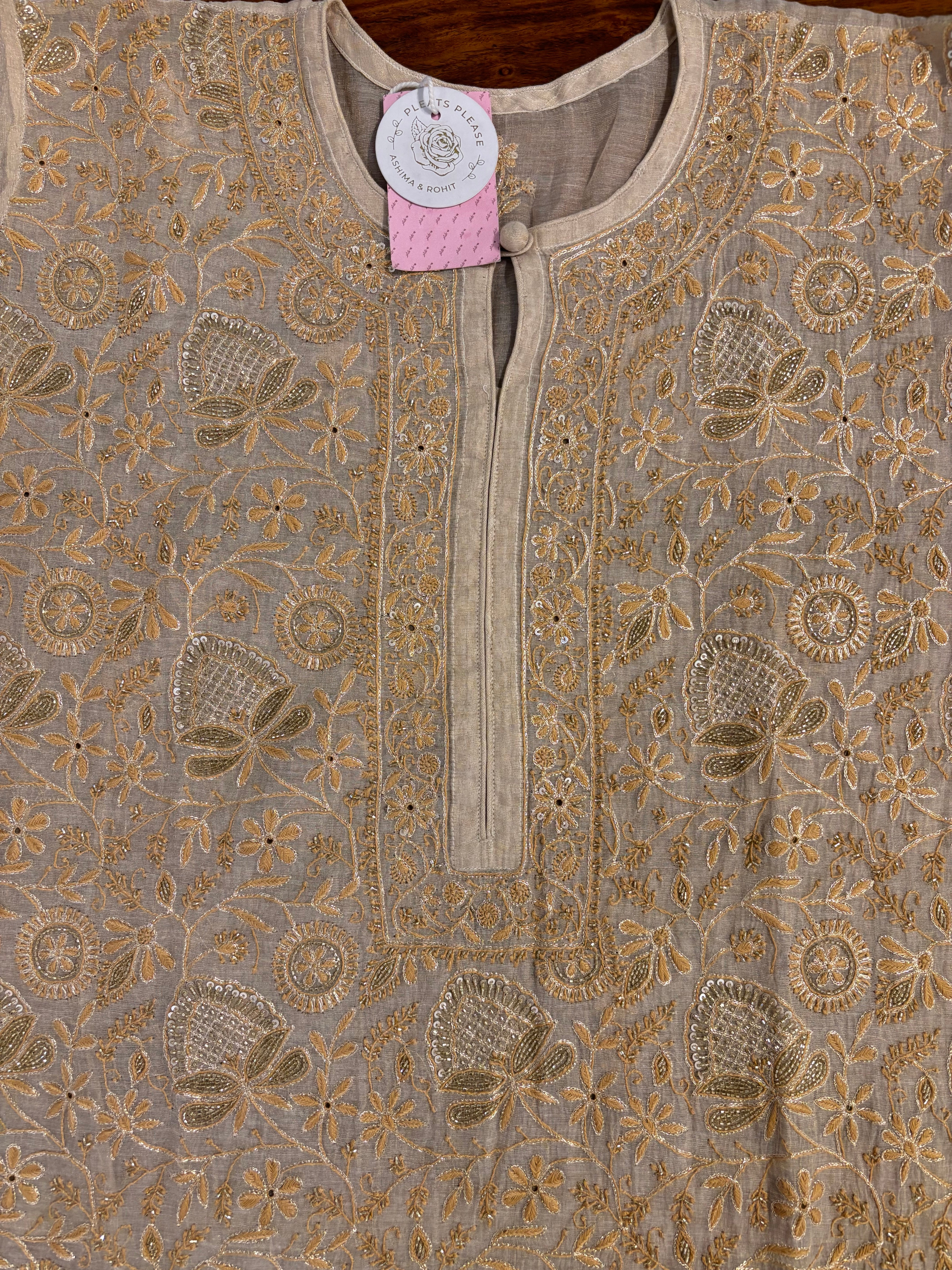 Dyeable Pure Tissue Chikankari Kurta & Dupatta