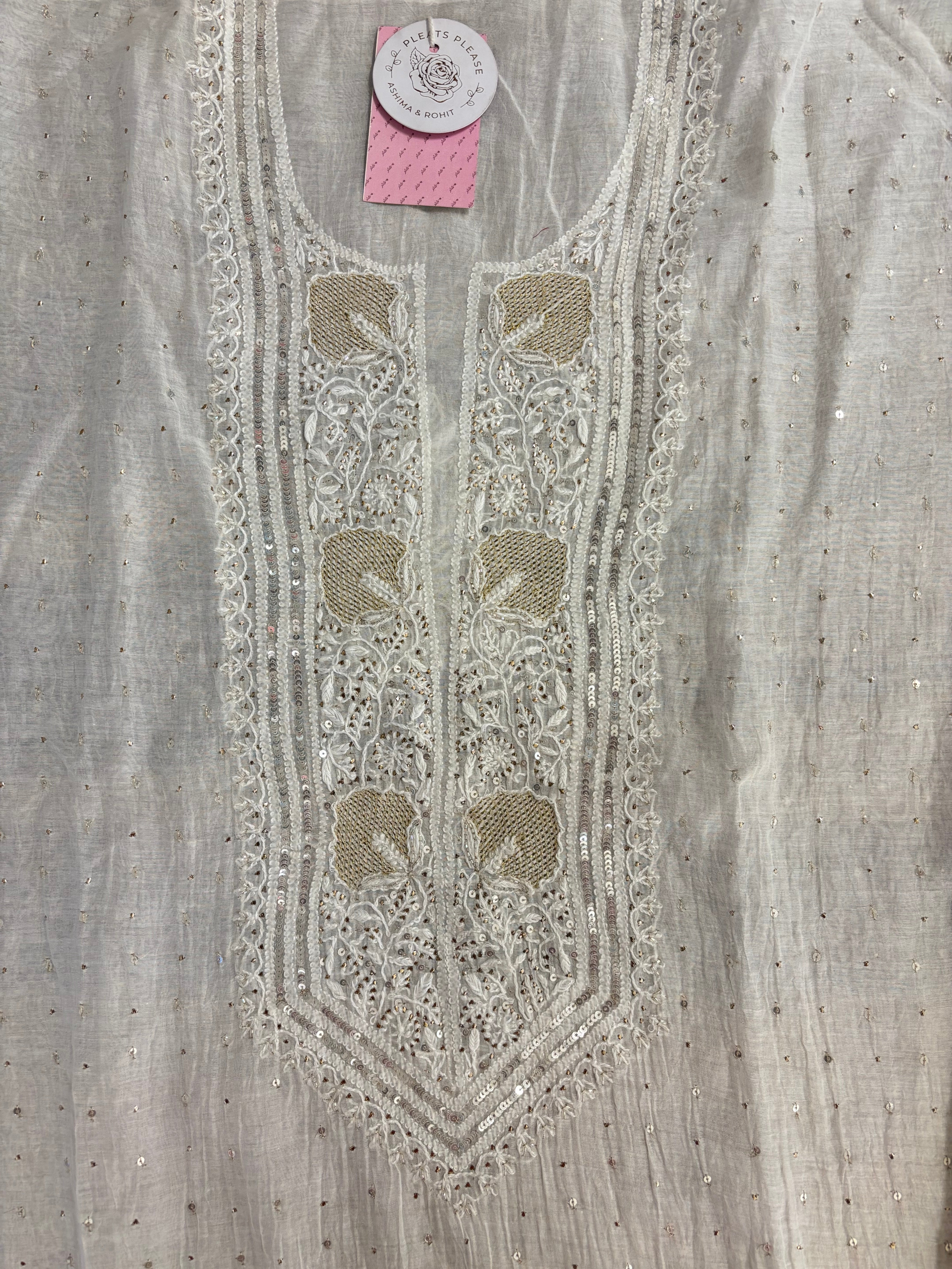 Dyeable Chanderi Chikankari Mukaish Kurta & Dupatta