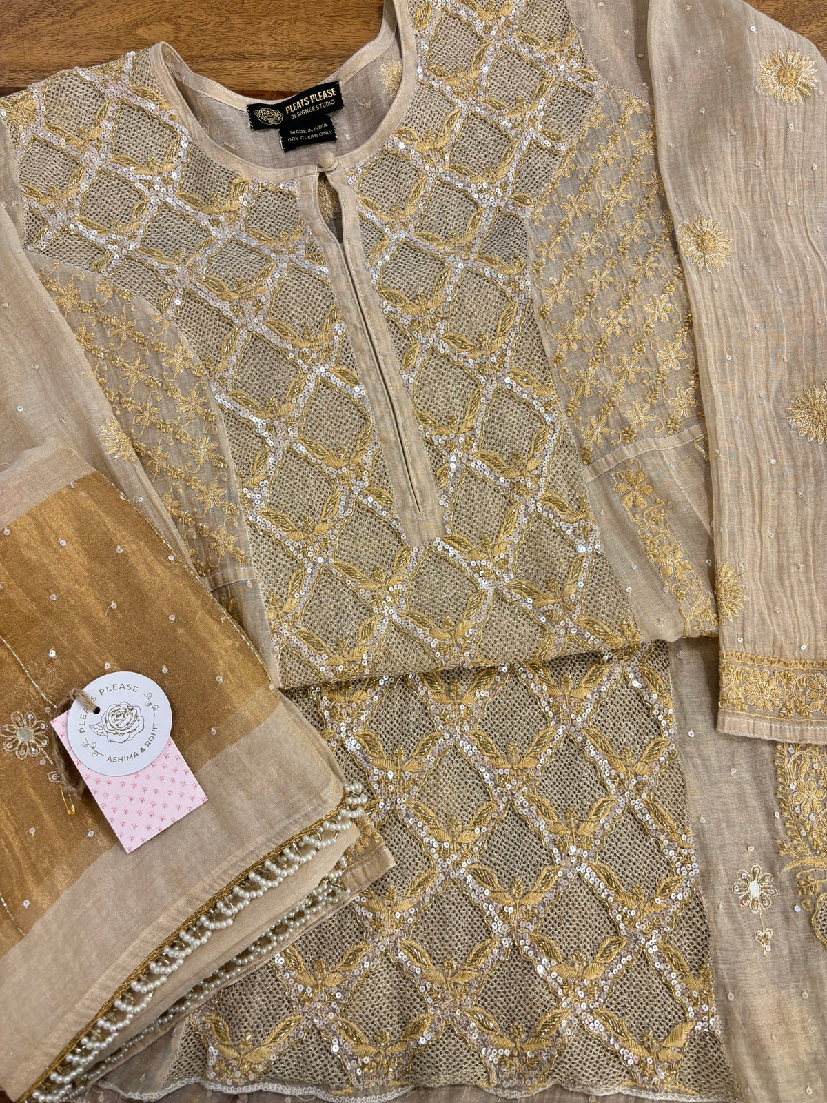 Dyeable Pure & Premium Tissue Chikankari Jaal Anarkali & Dupatta