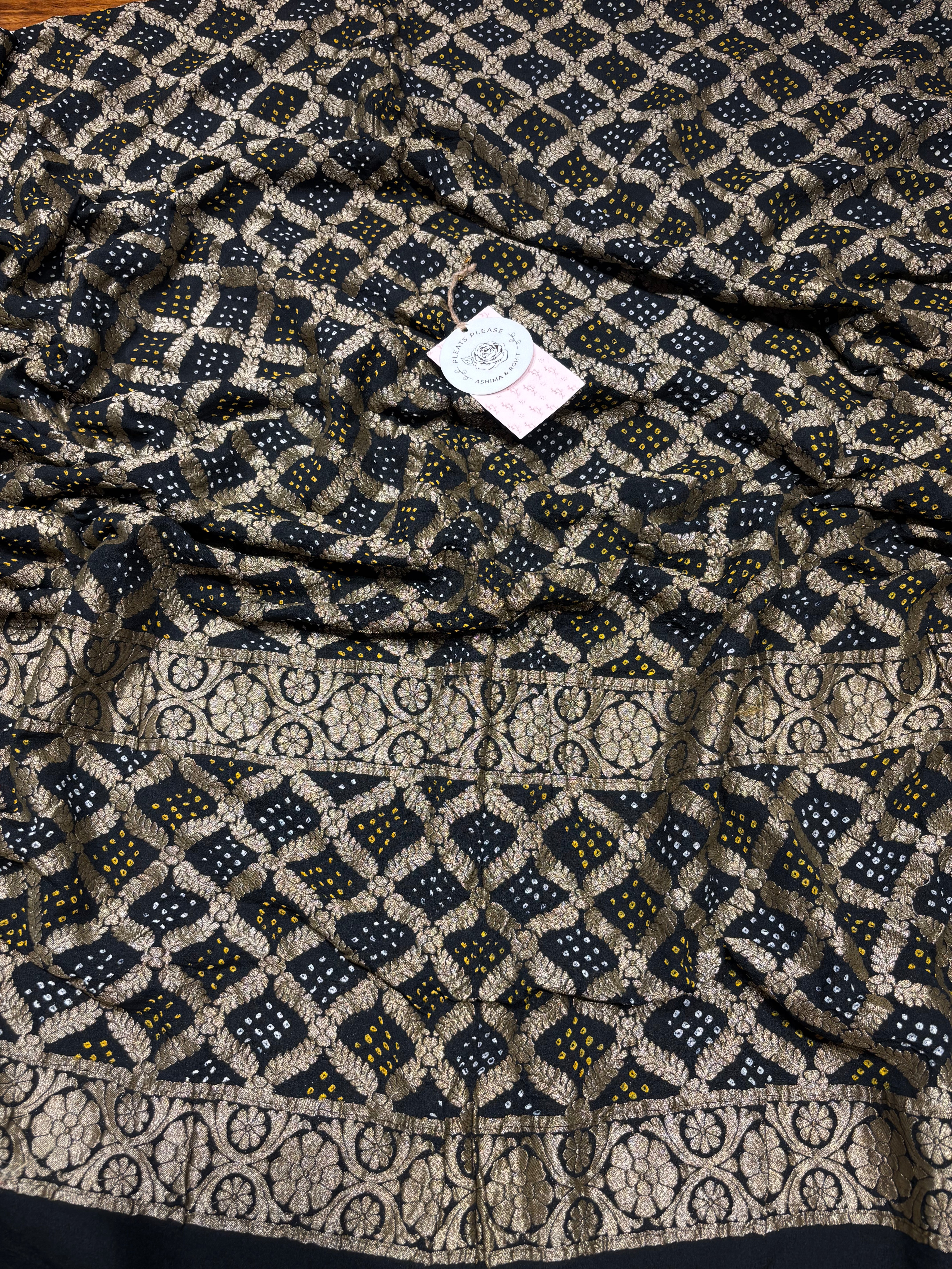 Black Bandhej Khaddi Georgette Dupatta