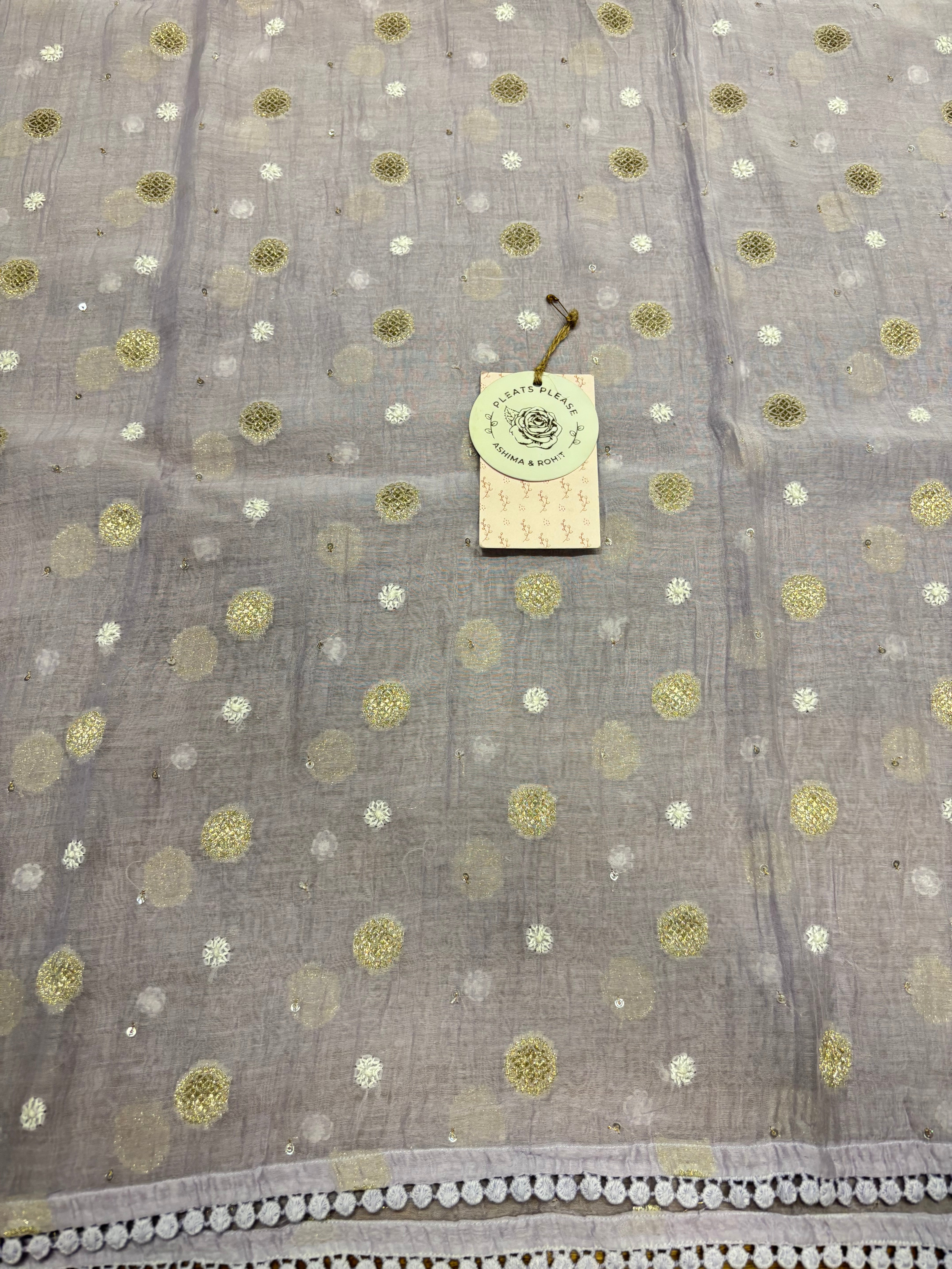 Lilac Chanderi Mul Chikankari Kaftan