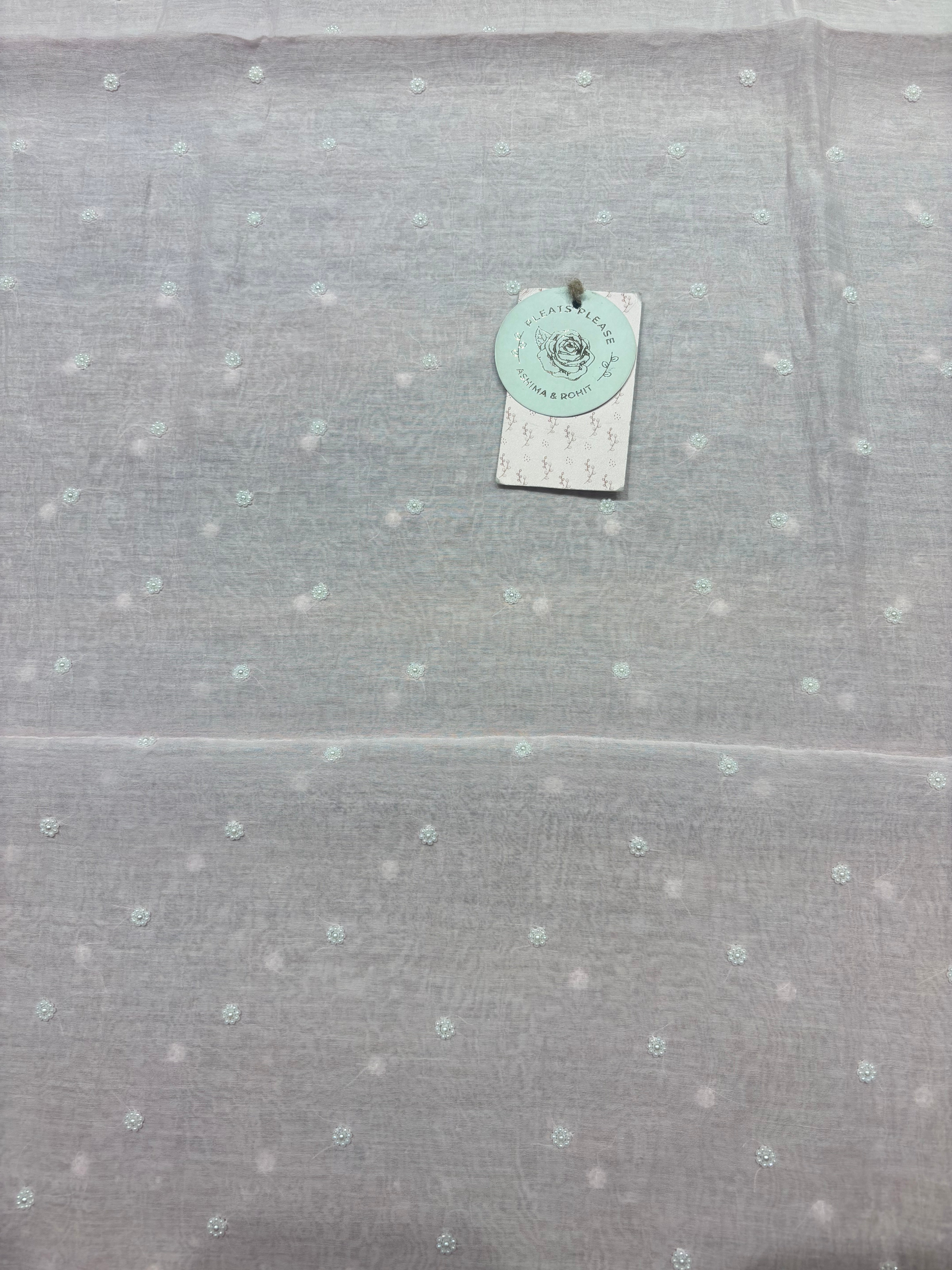Soft Pink Chanderi Mul Chikankari Kurta & Dupatta Fabric
