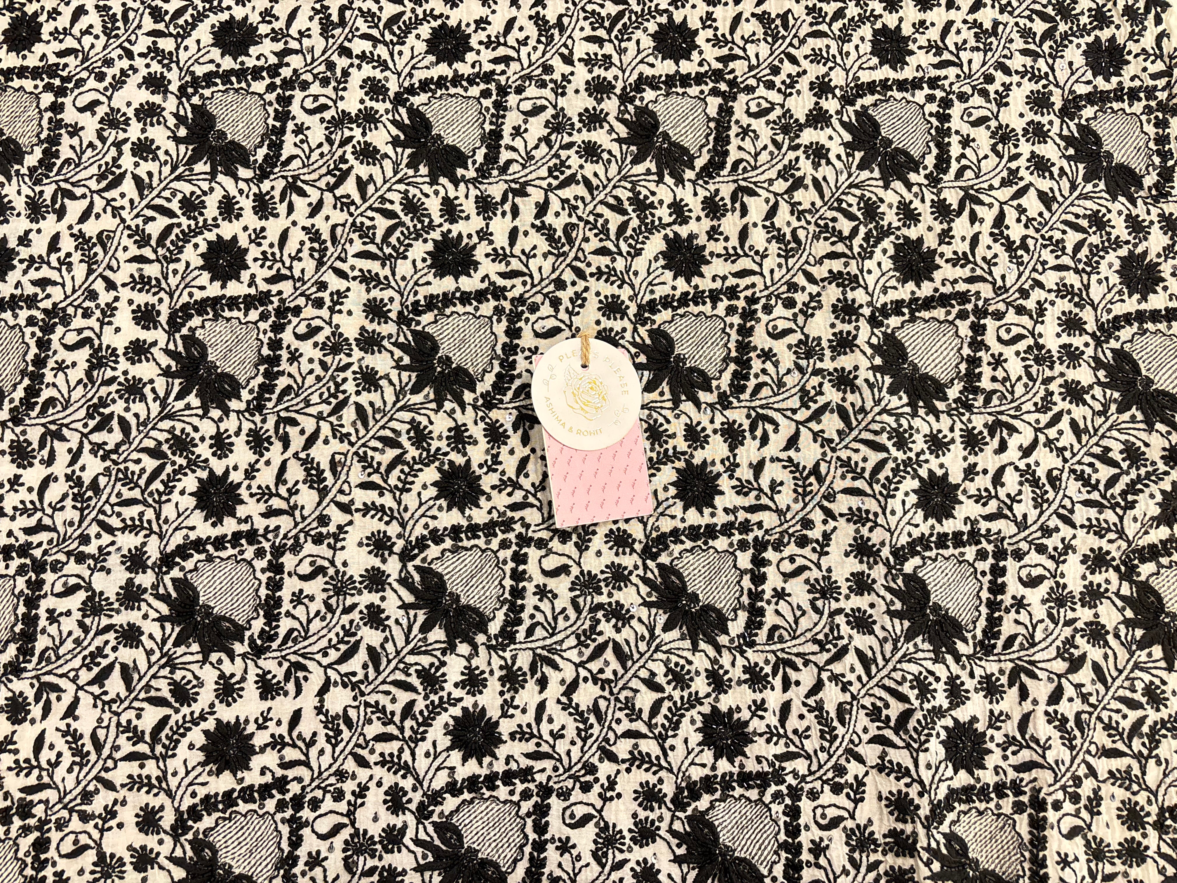 Dyeable Chanderi Black & White Chikankari Kurta & Dupatta