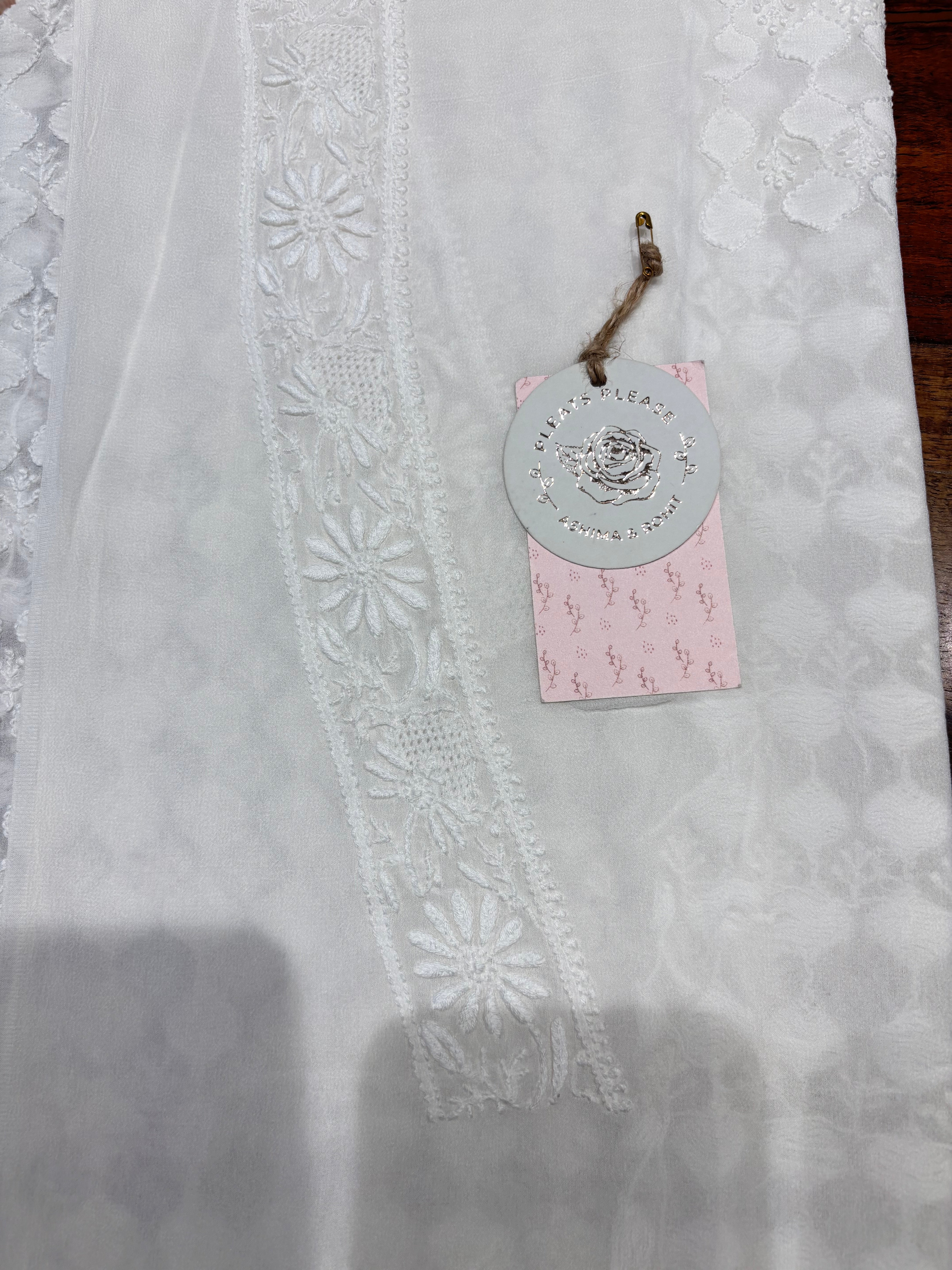 Dyeable Pure and Premium Georgette Chikankari Sherwani