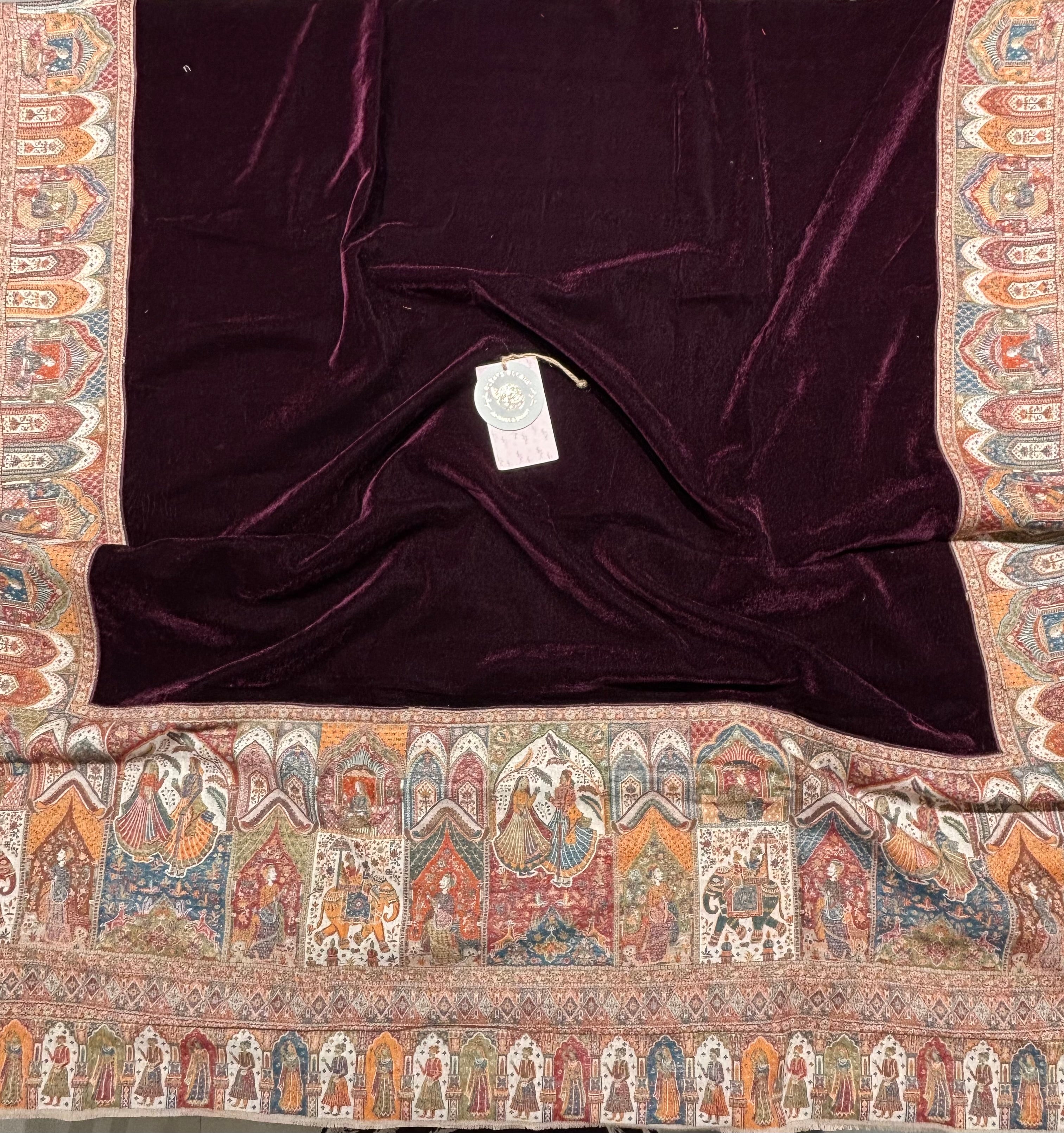 Wine Pure & Premium Velvet Shawl With Kaani Weave