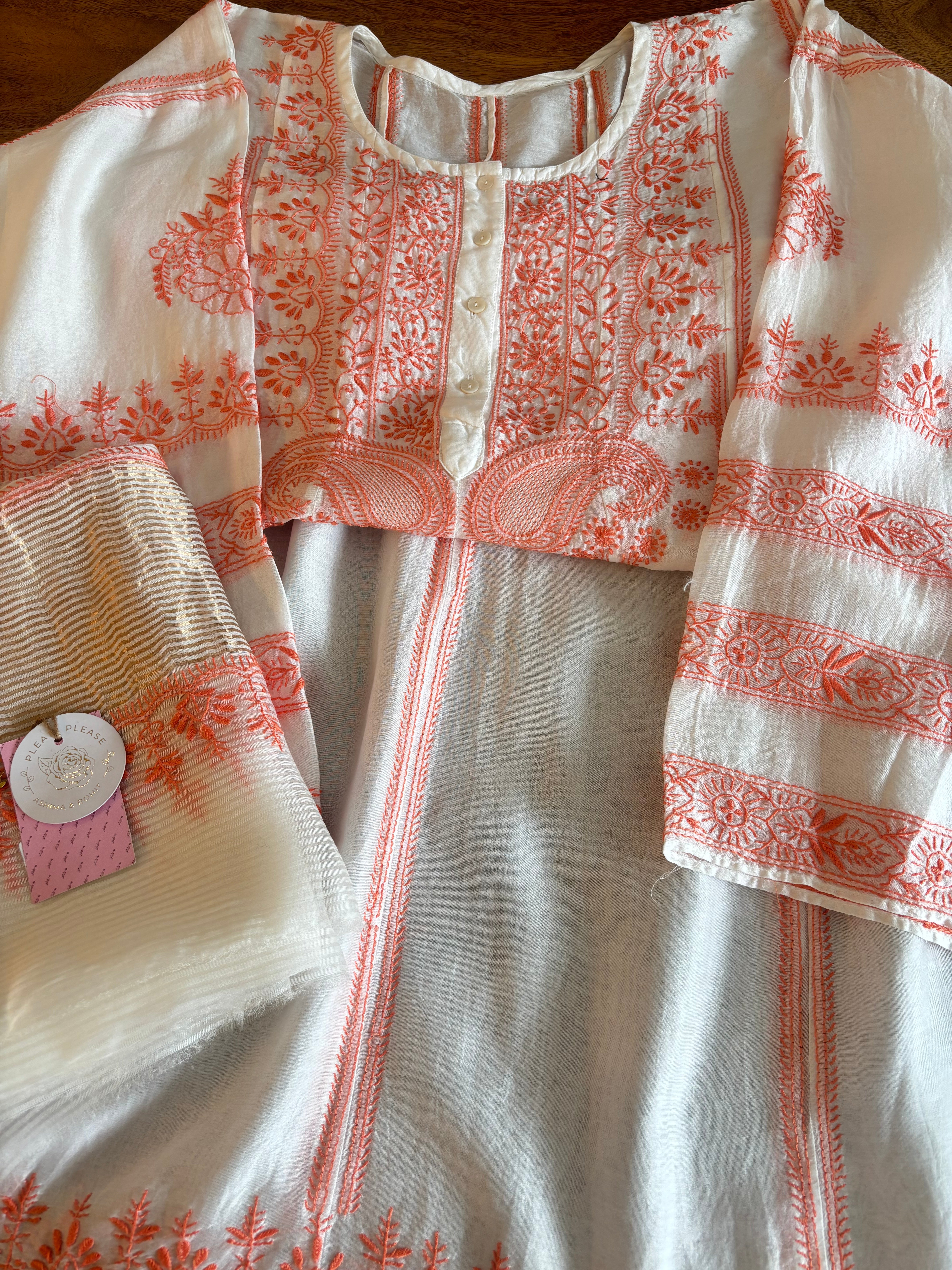 Dyeable Chanderi Chikankari Anarkali & Dupatta