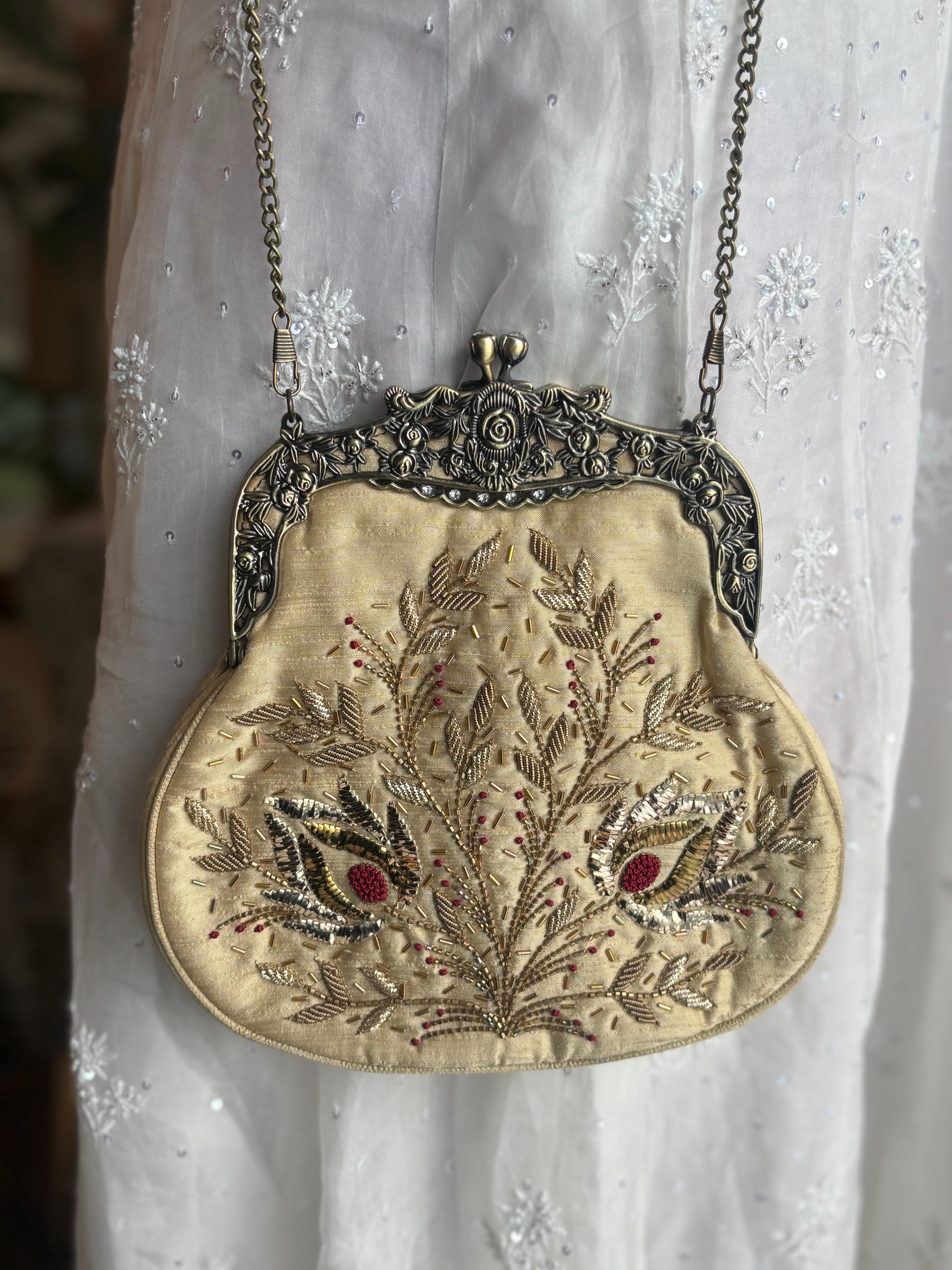 Golden Silk Mukaish Clutch