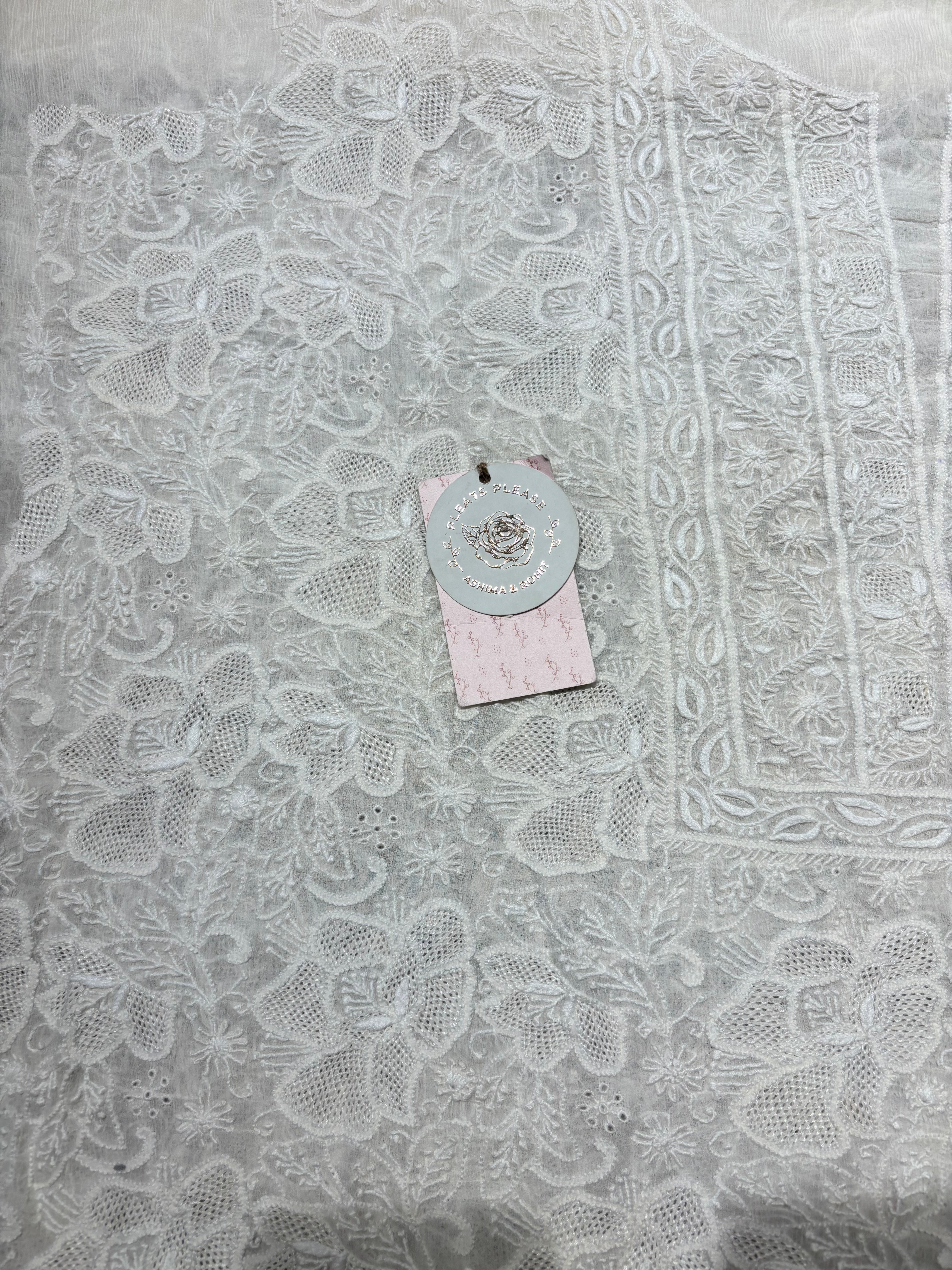 Dyeable Pure & Premium Chiffon Chikankari Front & Back kurta & Dupatta Fabric