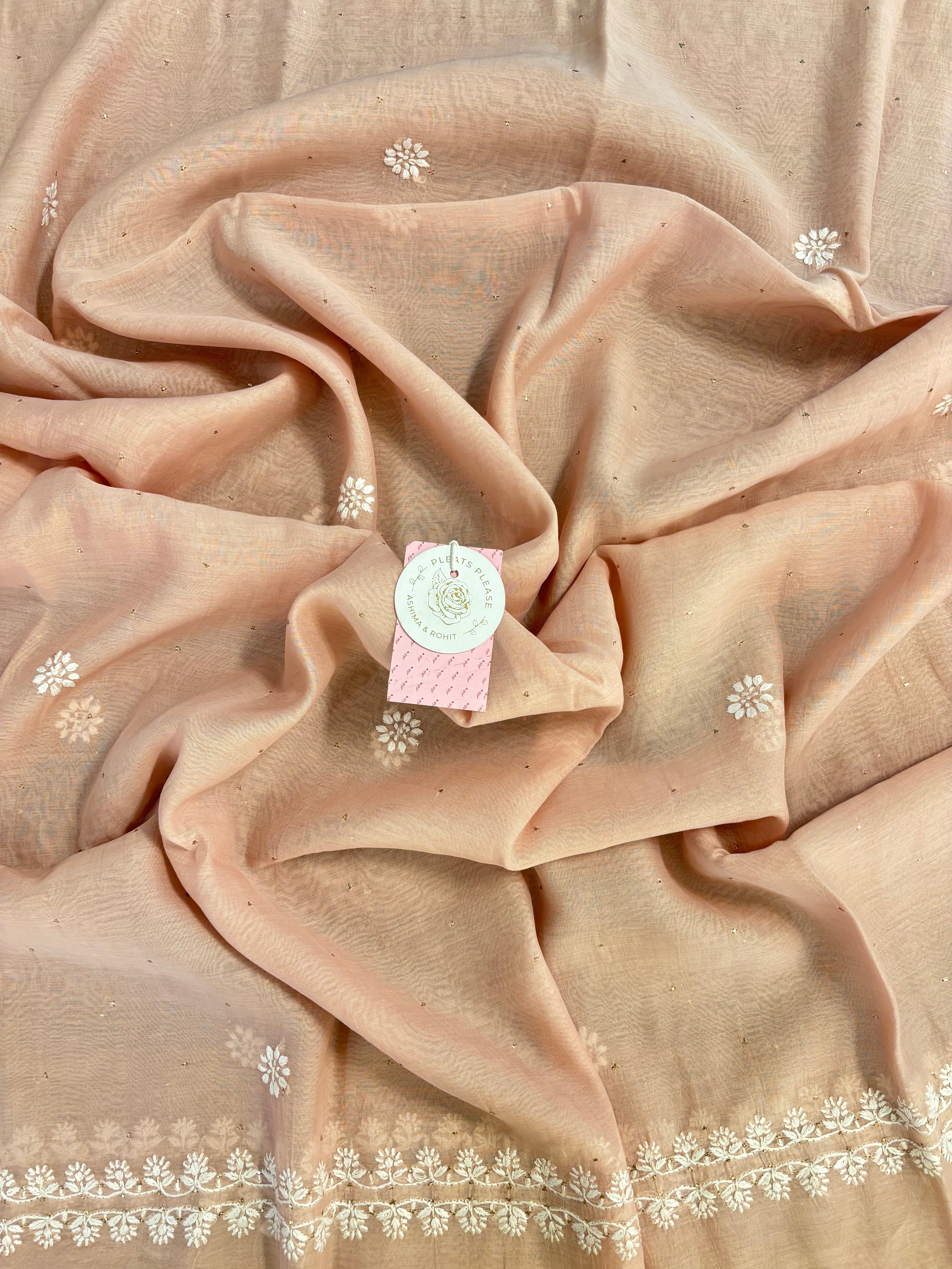 Dusty Peach Chanderi Mul Mukaish & Chikankari Kurta & Dupatta