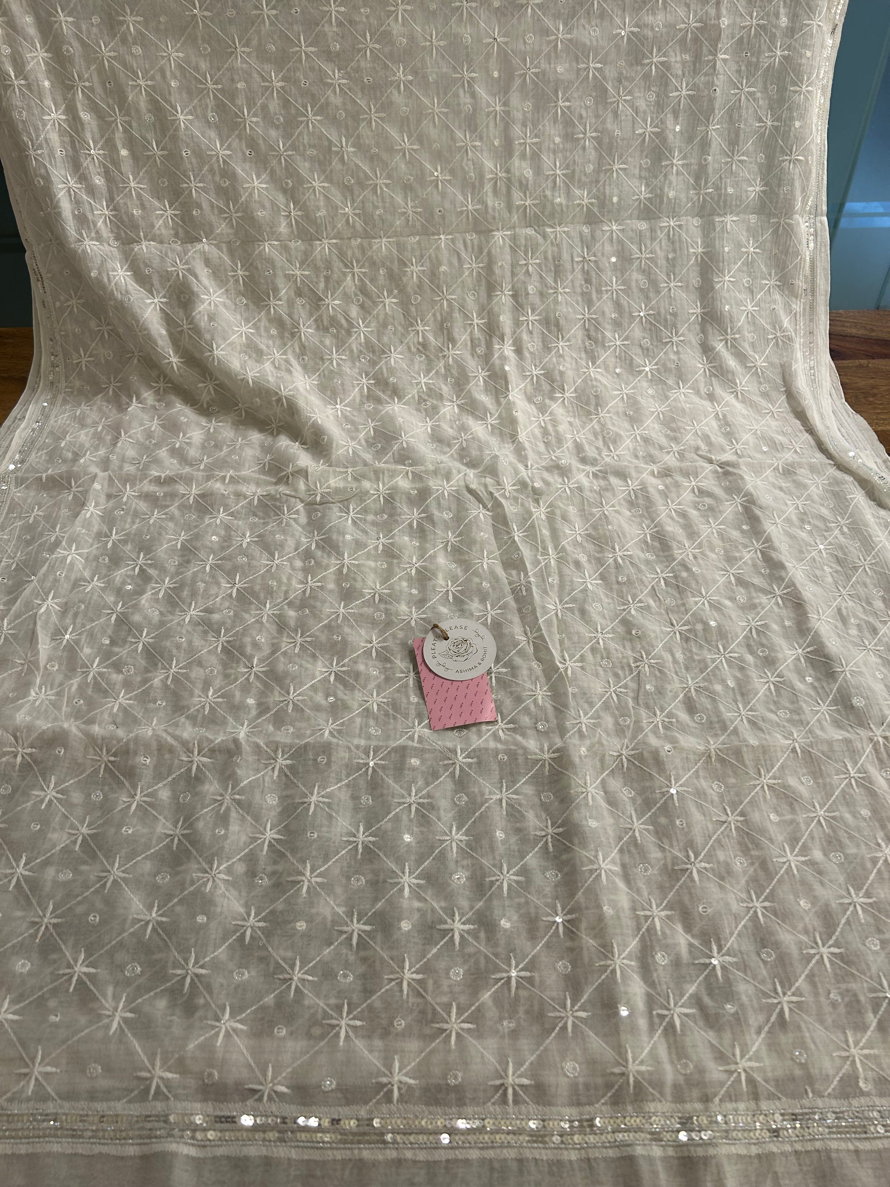 Dyeable Chanderi Mul Chikankari Kurta & Dupatta