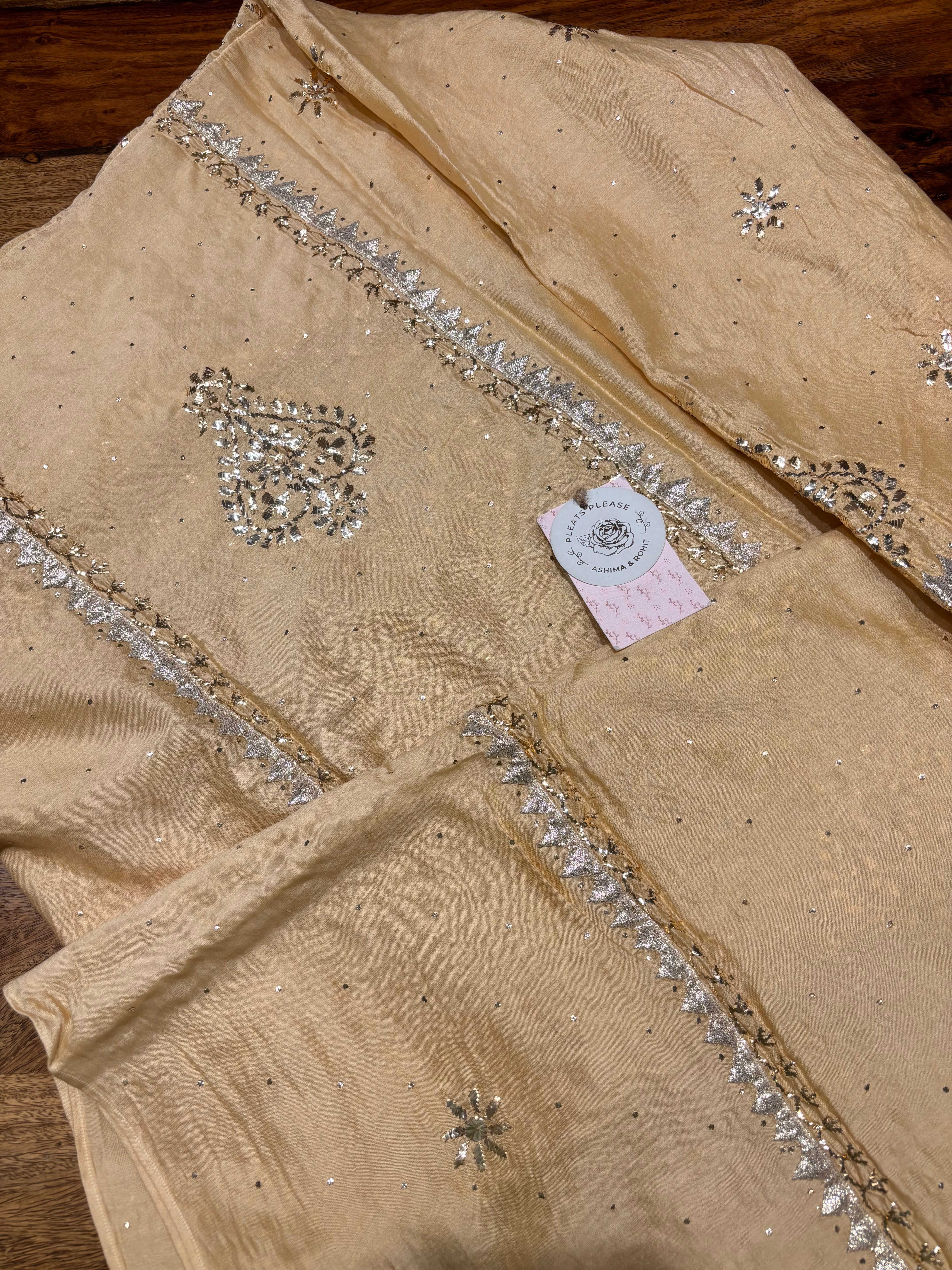 Golden Chanderi Silk Mukaish Kurta & Dupatta Set
