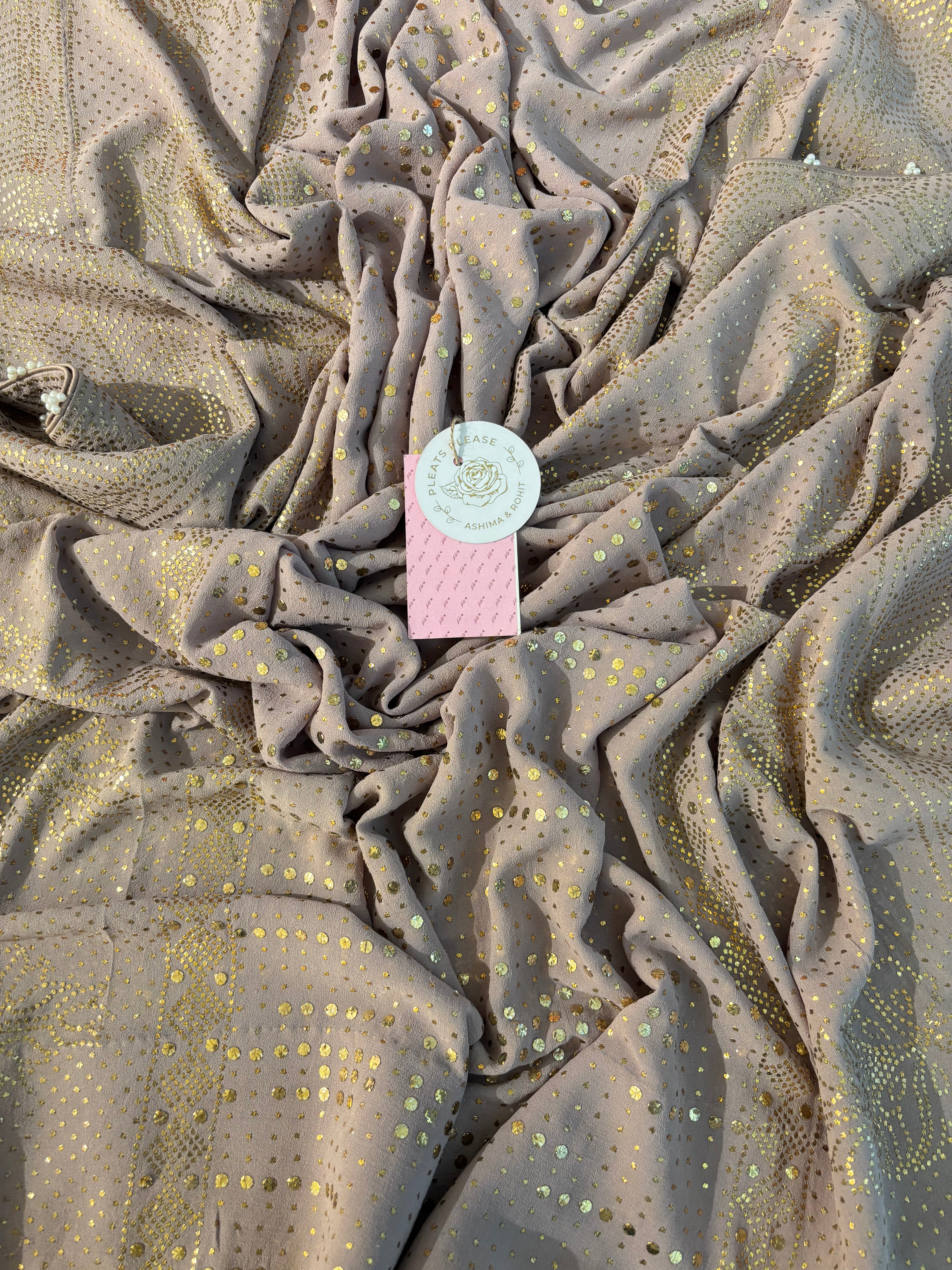 Ash Grey Pure Organza Mukaish Dupatta