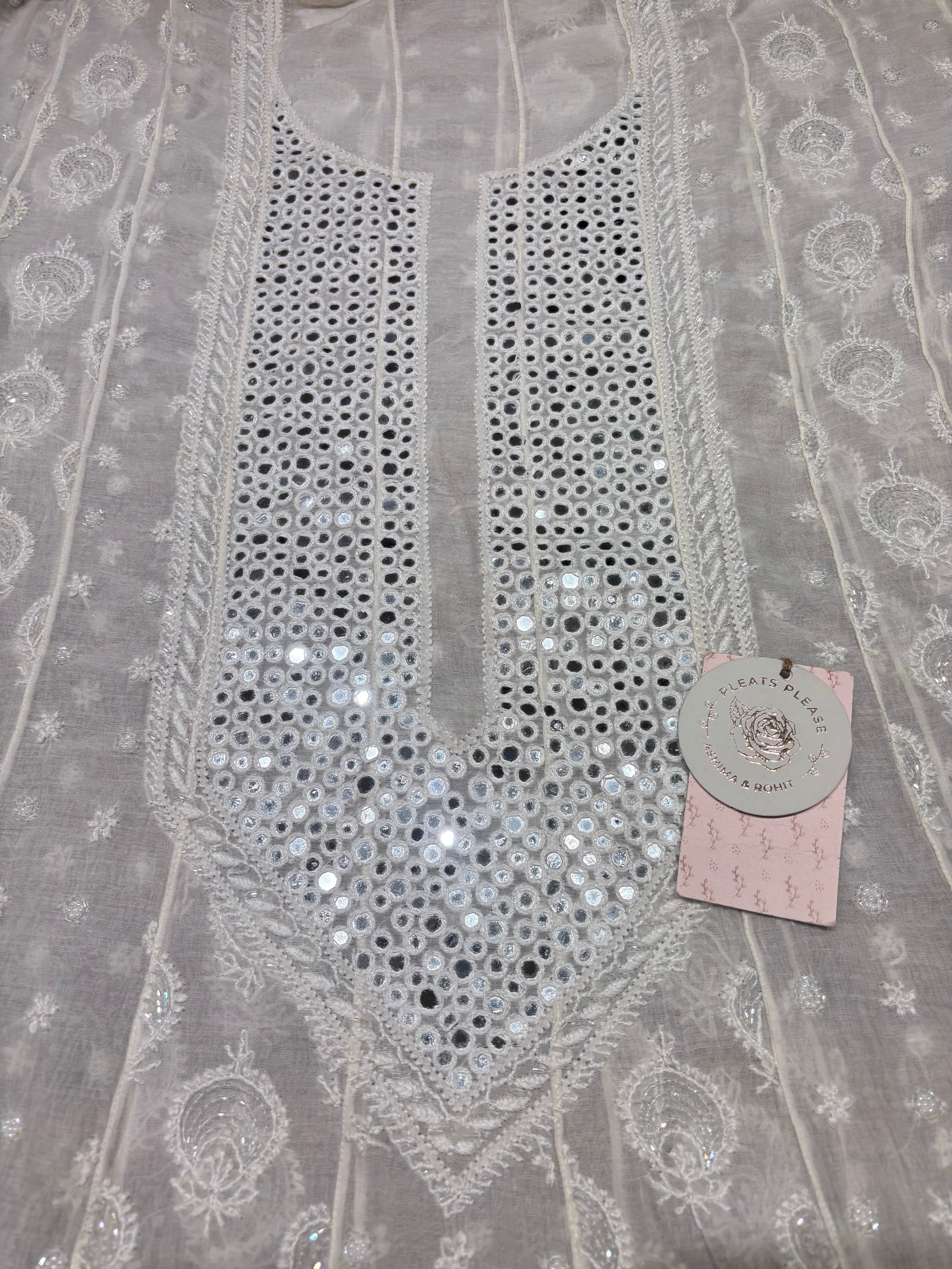 Dyeable Chanderi Mul Chikankari Anarkali & Dupatta Set