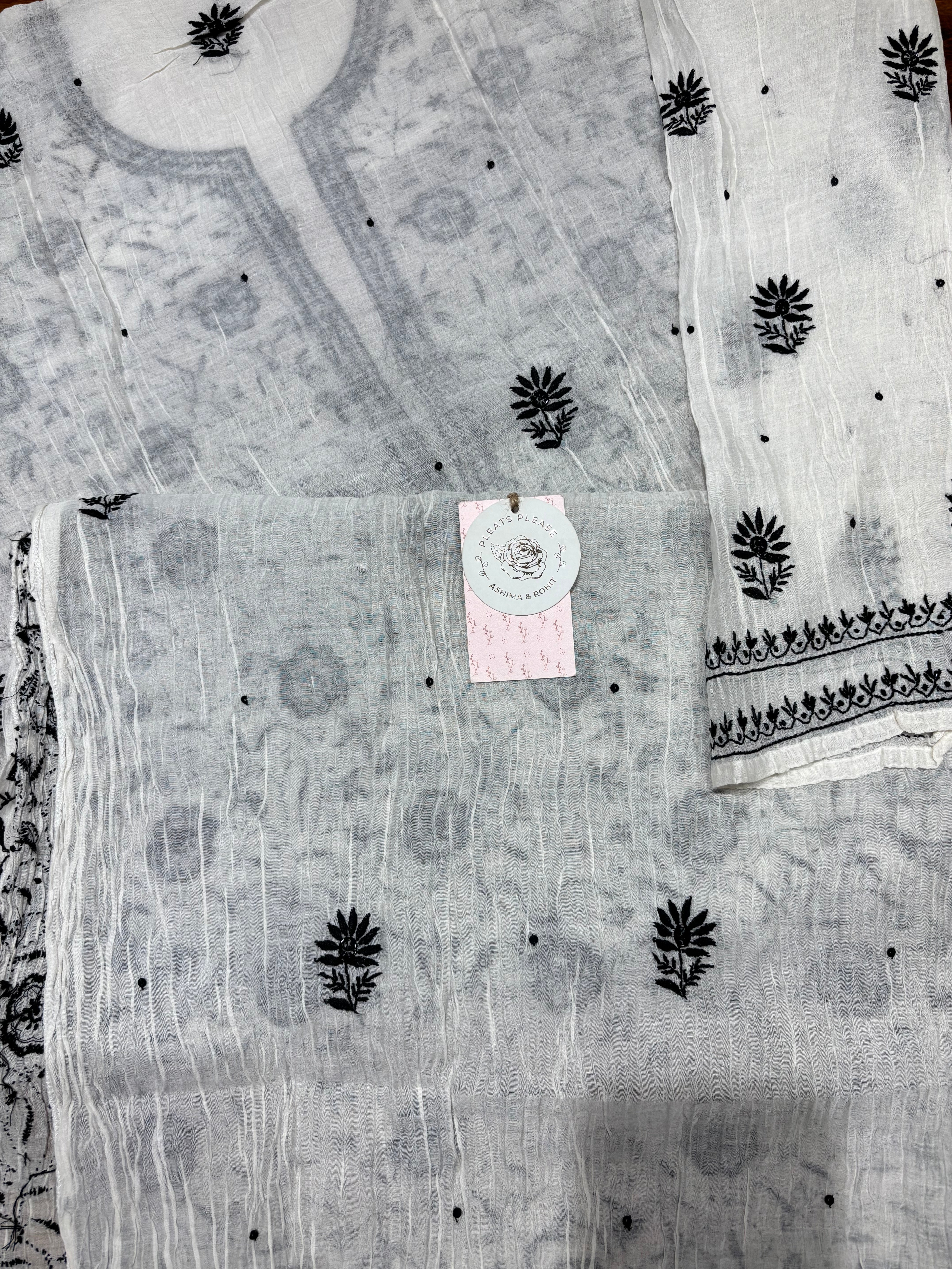 Dyeable Chanderi Mul Chikankari kurta and Dupatta Set