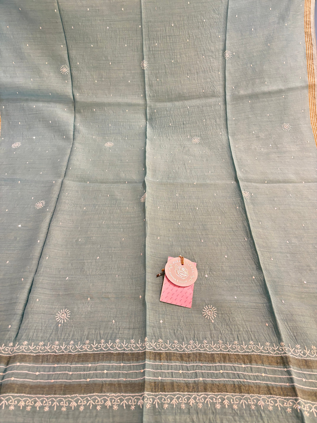 Pastel Mint Green Monga Silk Chikankari Kurta & Dupatta - Pleats PleaseChikankari